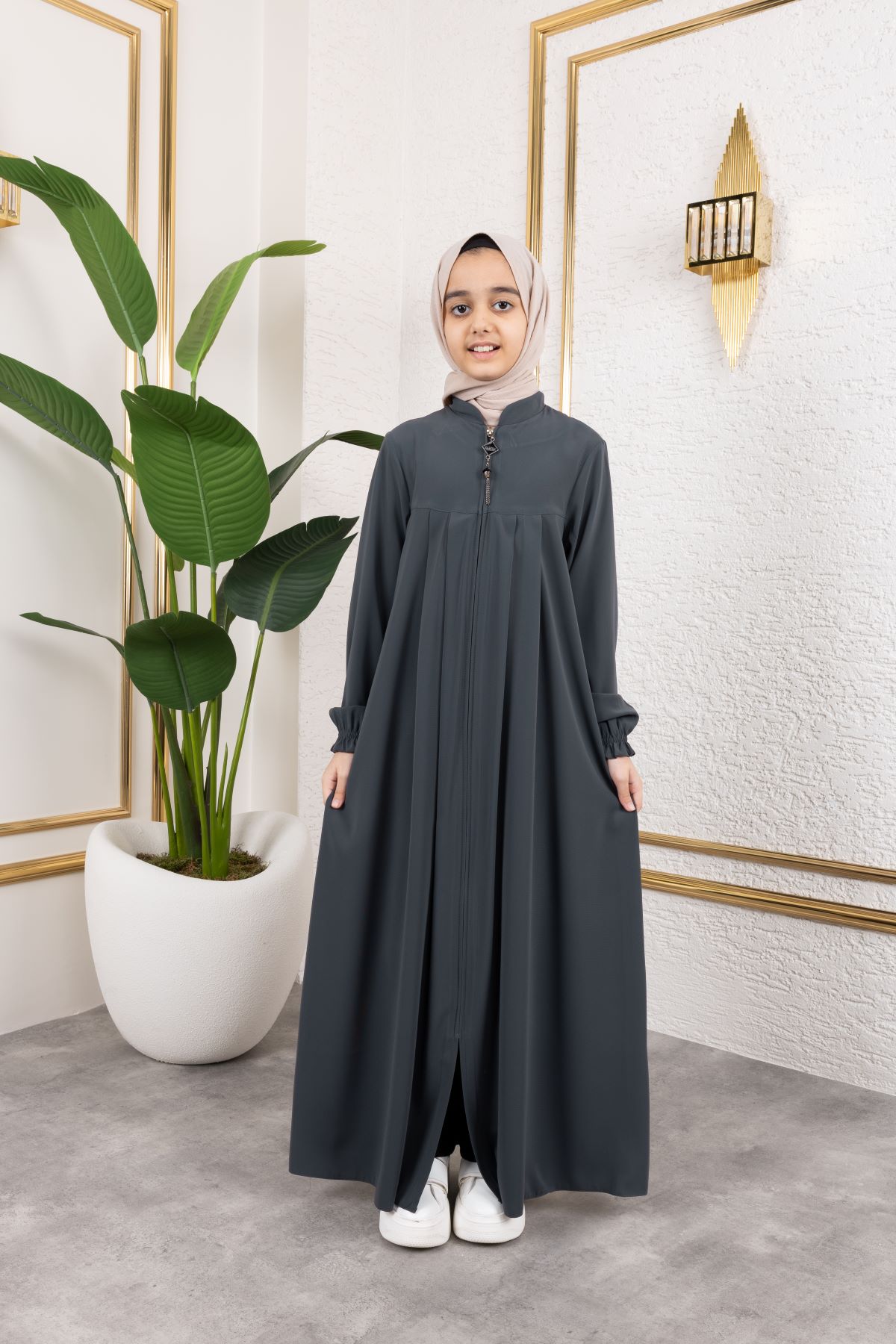 Robalı Pileli Çocuk Ferace 4005 & Füme