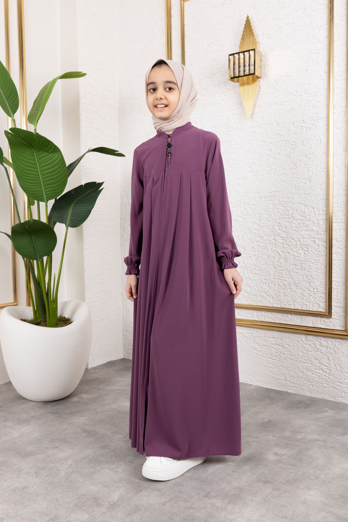 Robalı Pileli Çocuk Ferace 4005 & Gülkurusu