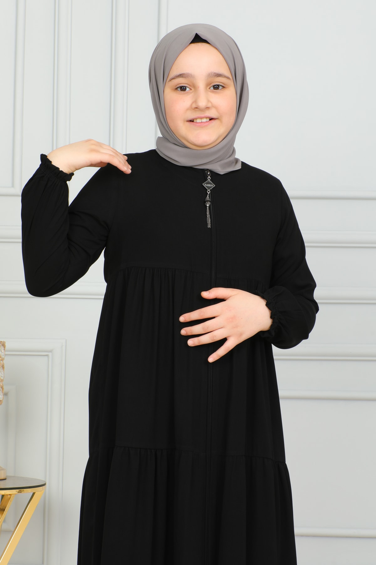 3 Katlı Çocuk Ferace 4002 & Siyah