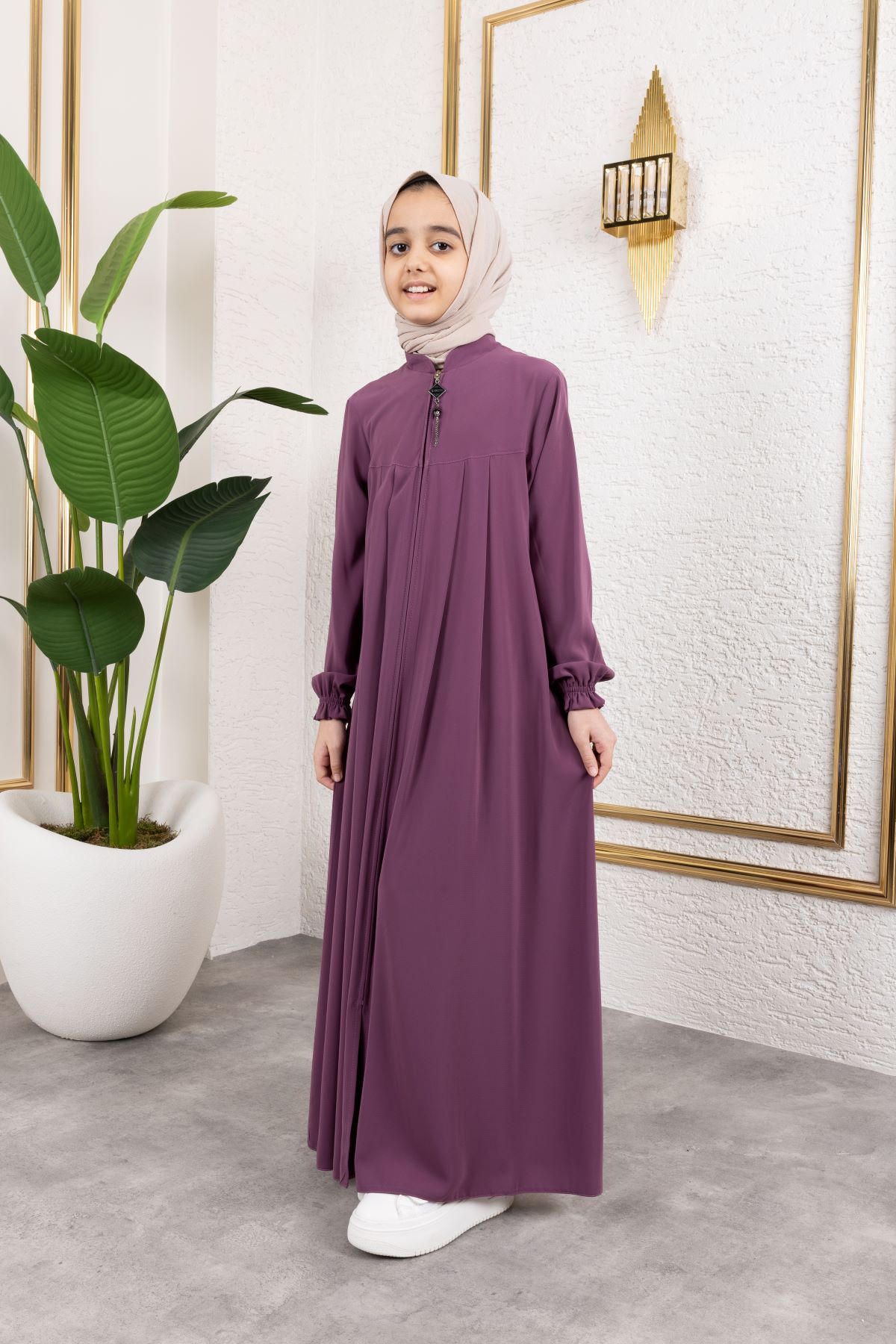Robalı Pileli Çocuk Ferace 4005 & Gülkurusu