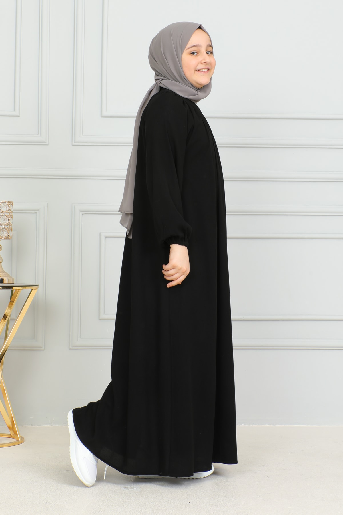Reglan Kol Büzgülü Çocuk Elbise 4004 & Siyah