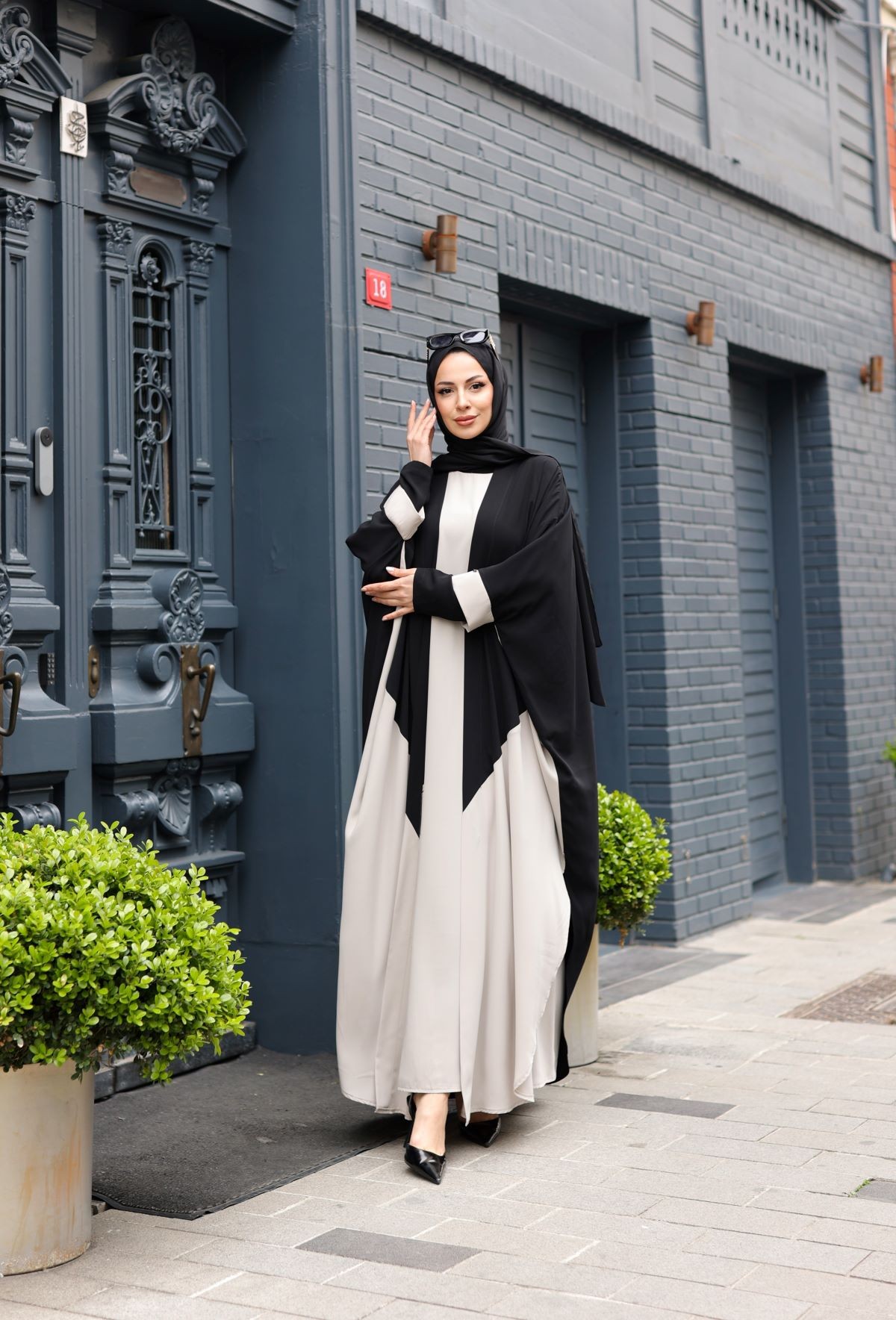 Almila Medine İpeği Elbise & Kimono Ekru - 1003