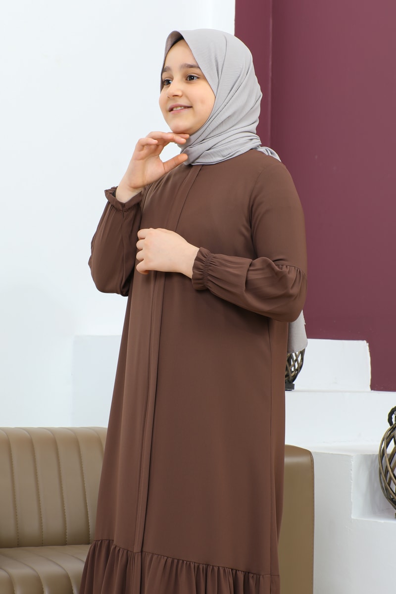 Eteği Büzgülü Çocuk Ferace 4001 & Camel