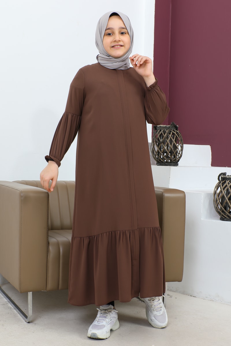 Eteği Büzgülü Çocuk Ferace 4001 & Camel