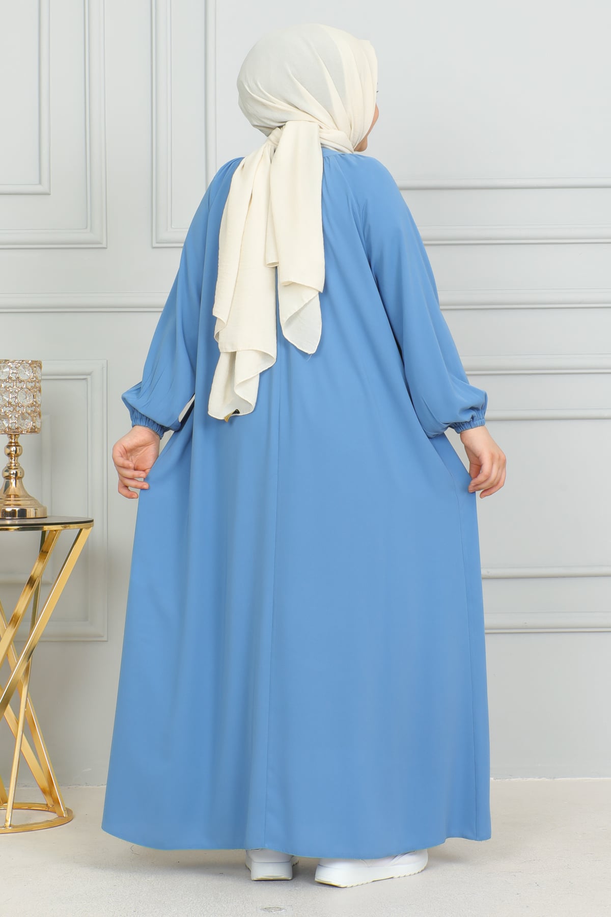 Reglan Kol Büzgülü Çocuk Elbise 4004 & mavi