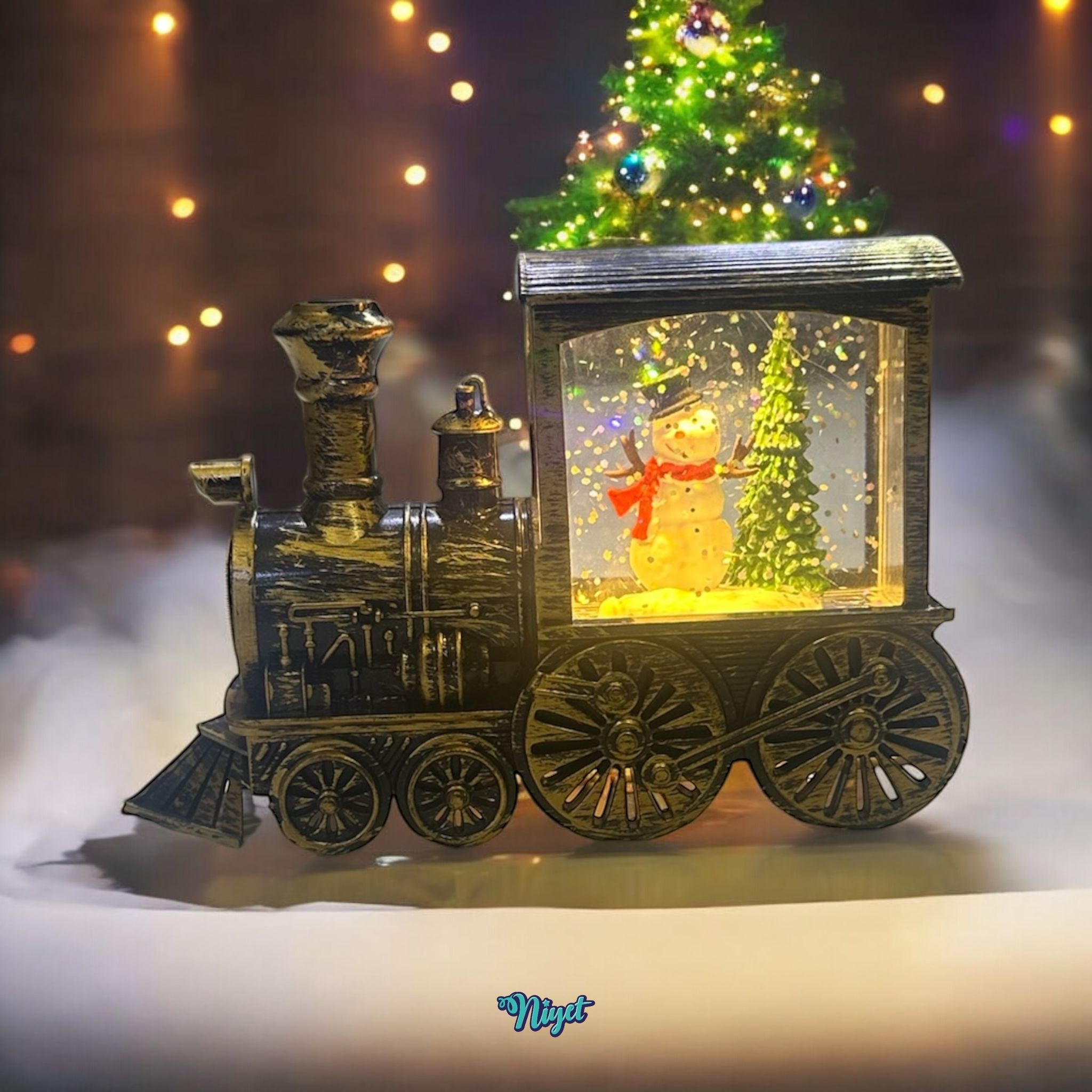 Tren Motifli Işıklı Noel Sulu Hediyelik - Figür 2