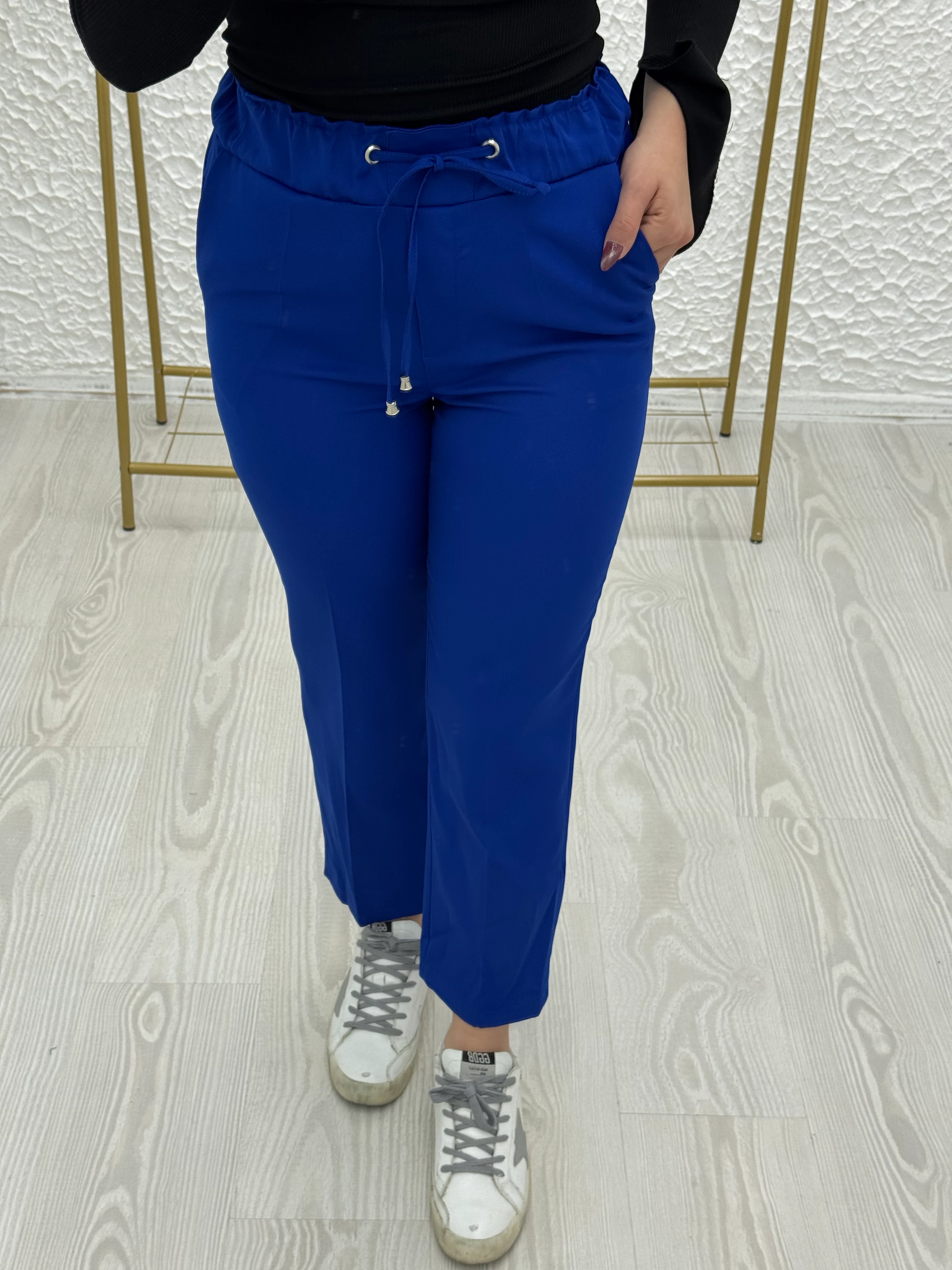 Double kumaş havuç pantolon  - saks mavi