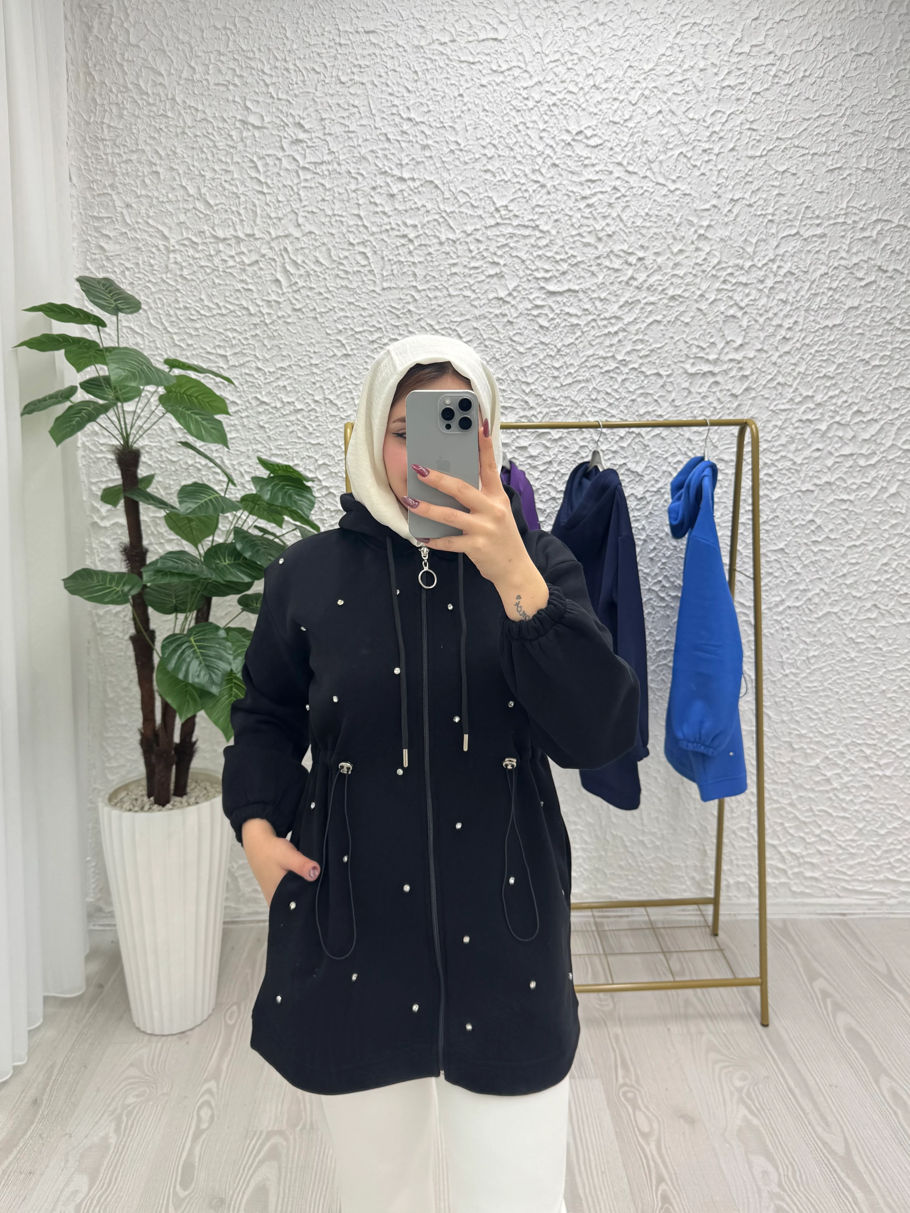 Beyoğlu taşlı hırka - Siyah