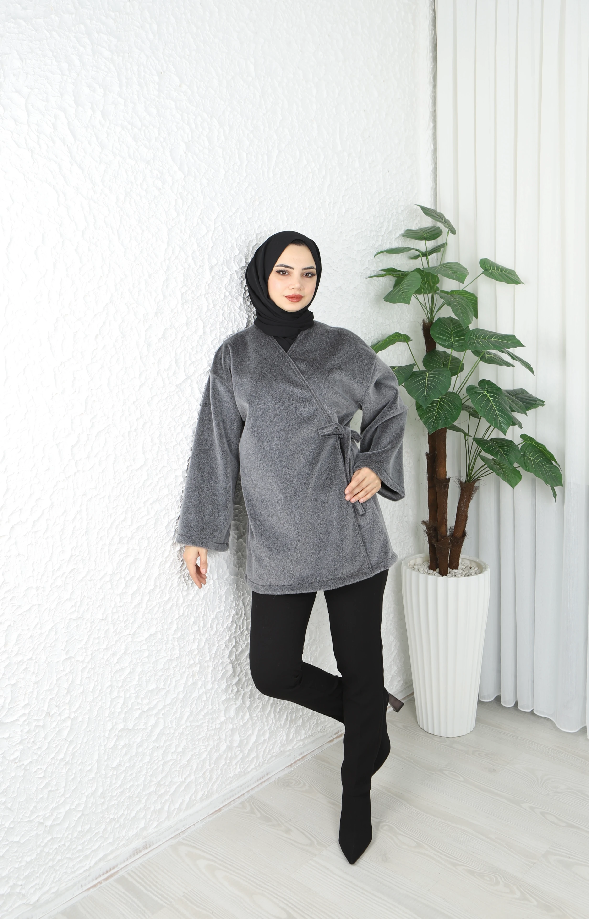 Yandan Bağlamalı Fox Kumaş Ceket 