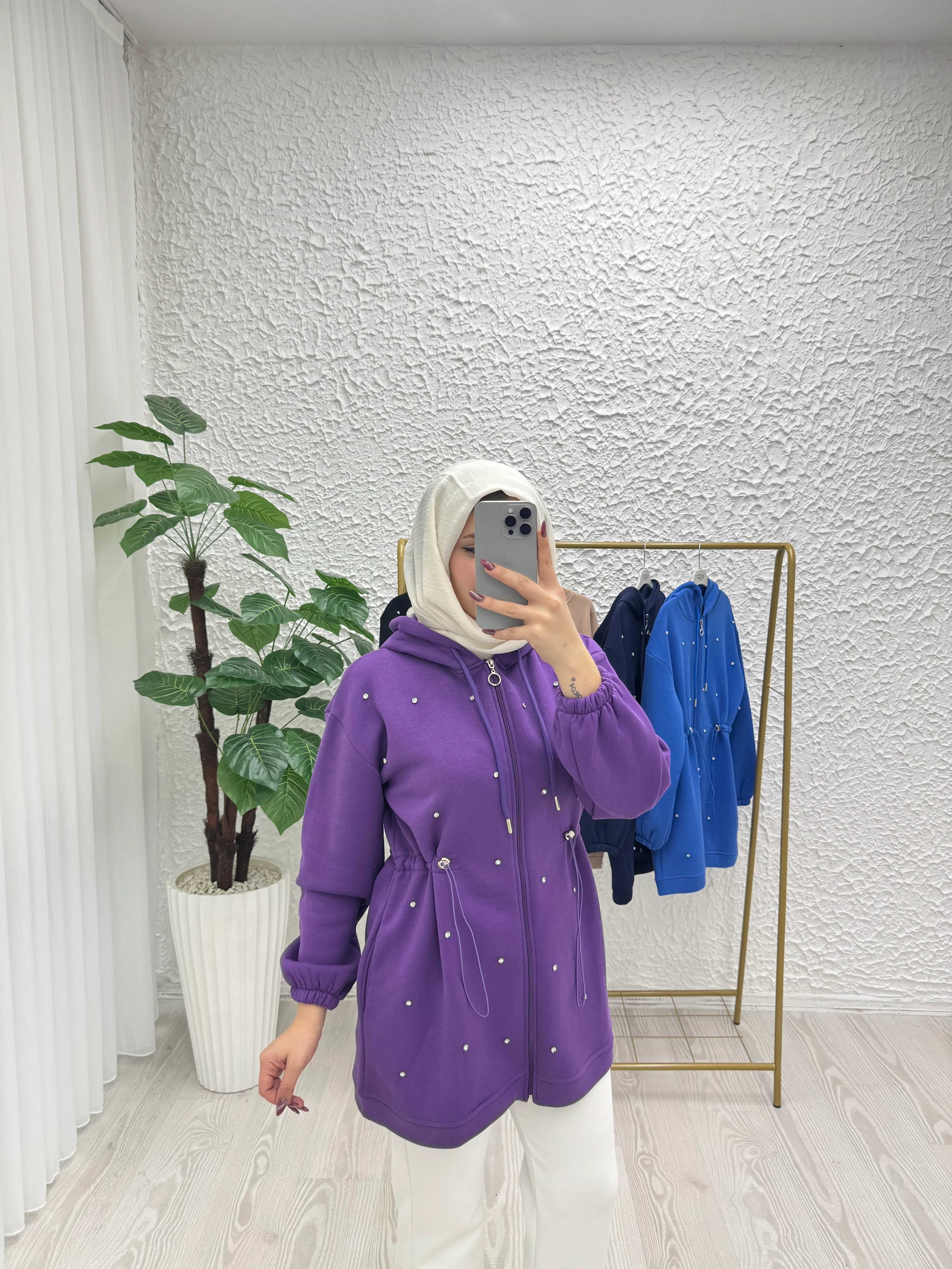 Beyoğlu taşlı hırka - Mor