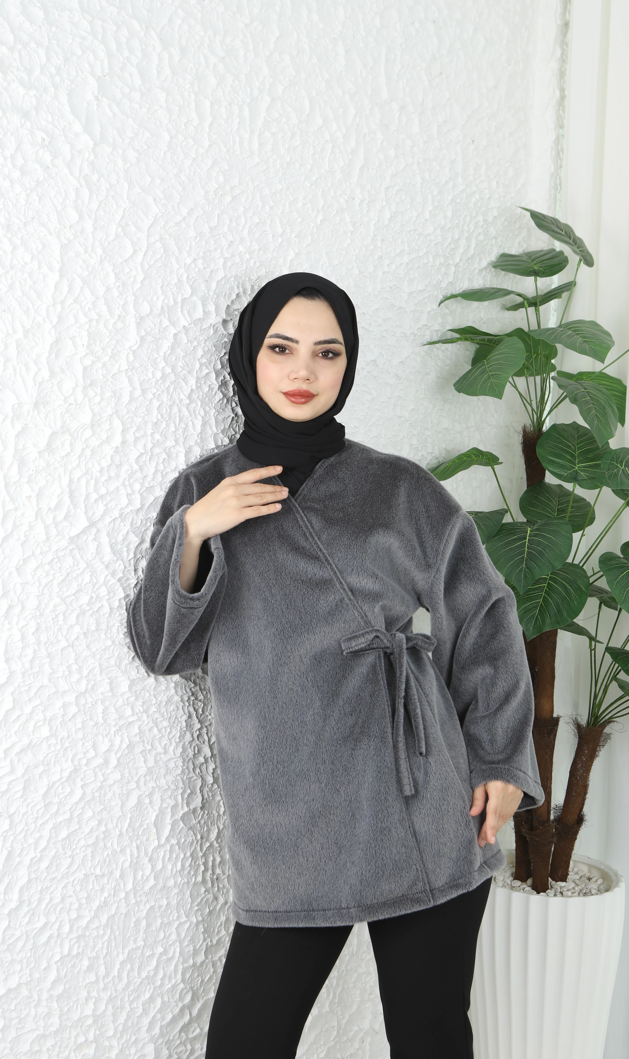 Yandan Bağlamalı Fox Kumaş Ceket 