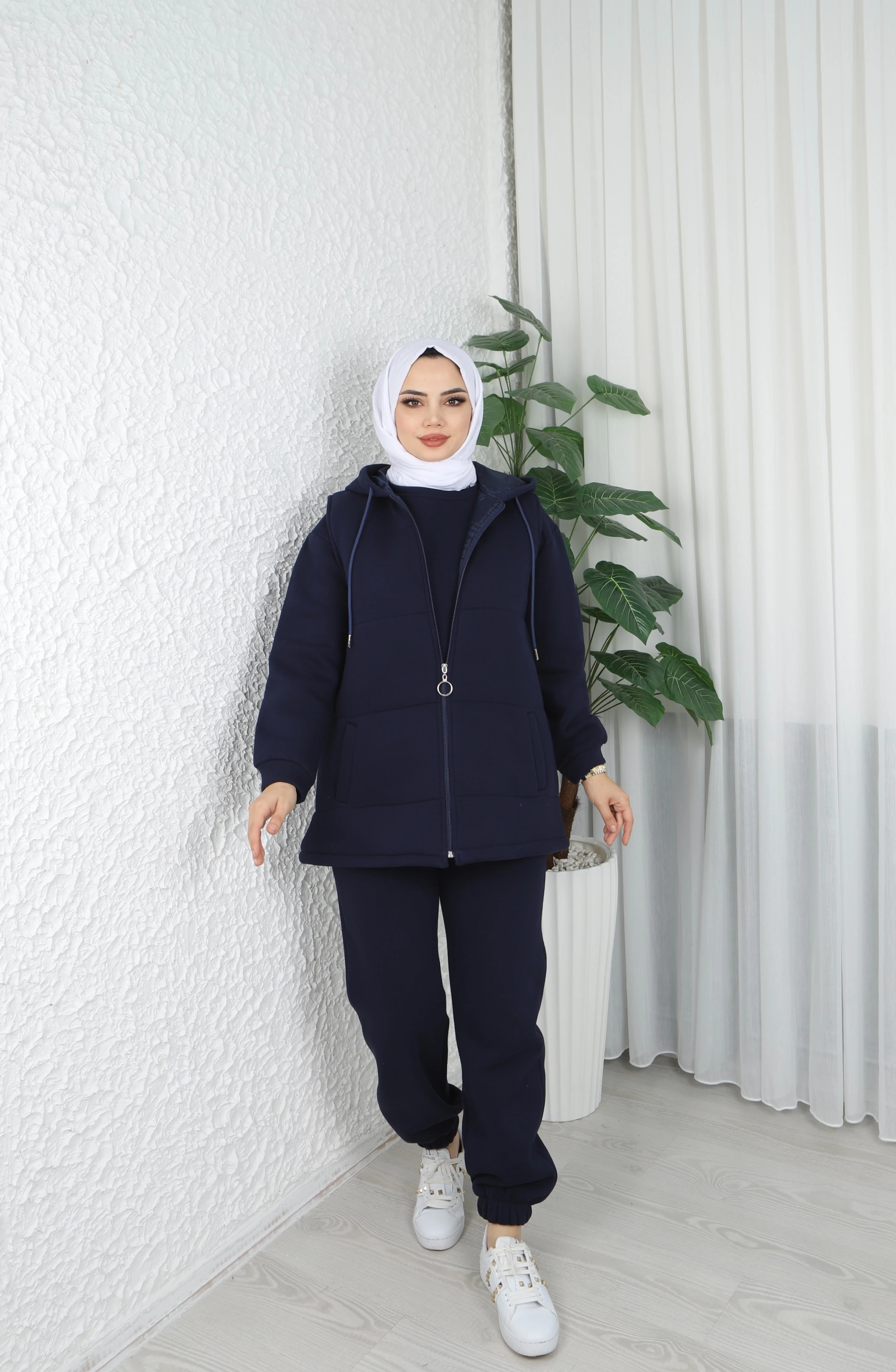 3 İplik Şardonlu 3'lü Takım  - Lacivert