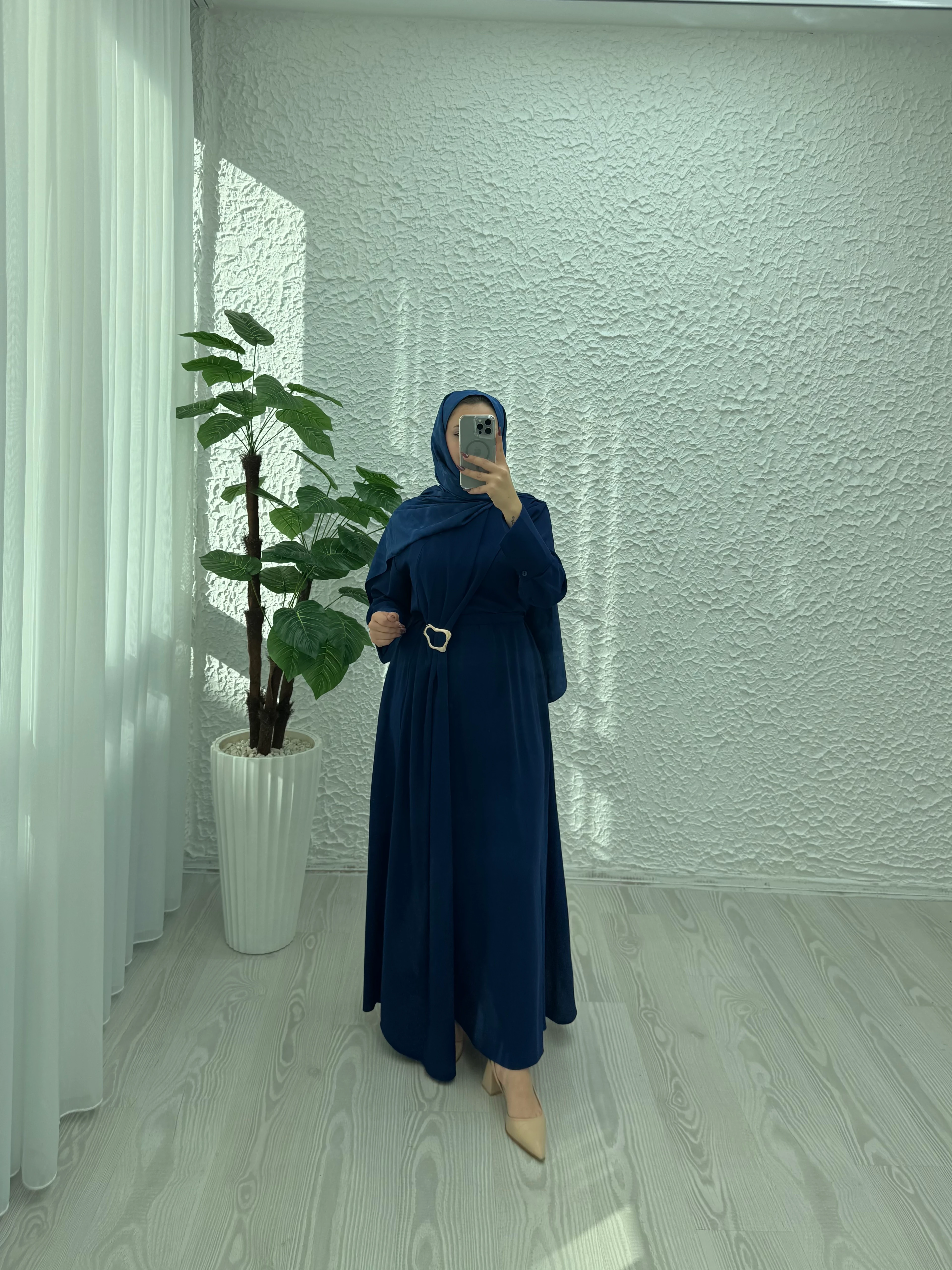 mariana krep elbise  - Lacivert