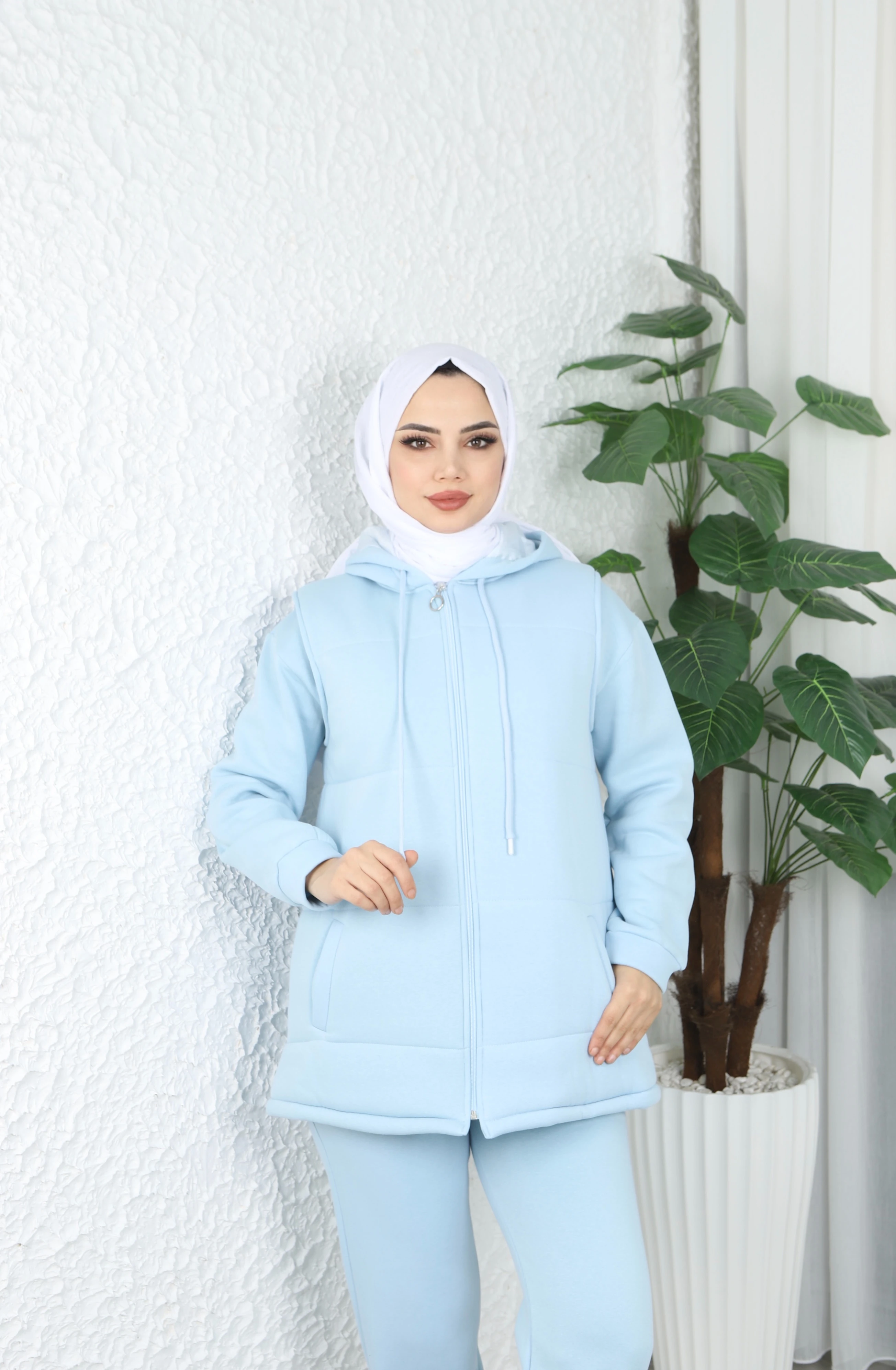 3 İplik Şardonlu 3'lü Takım  - Bebe Mavisi