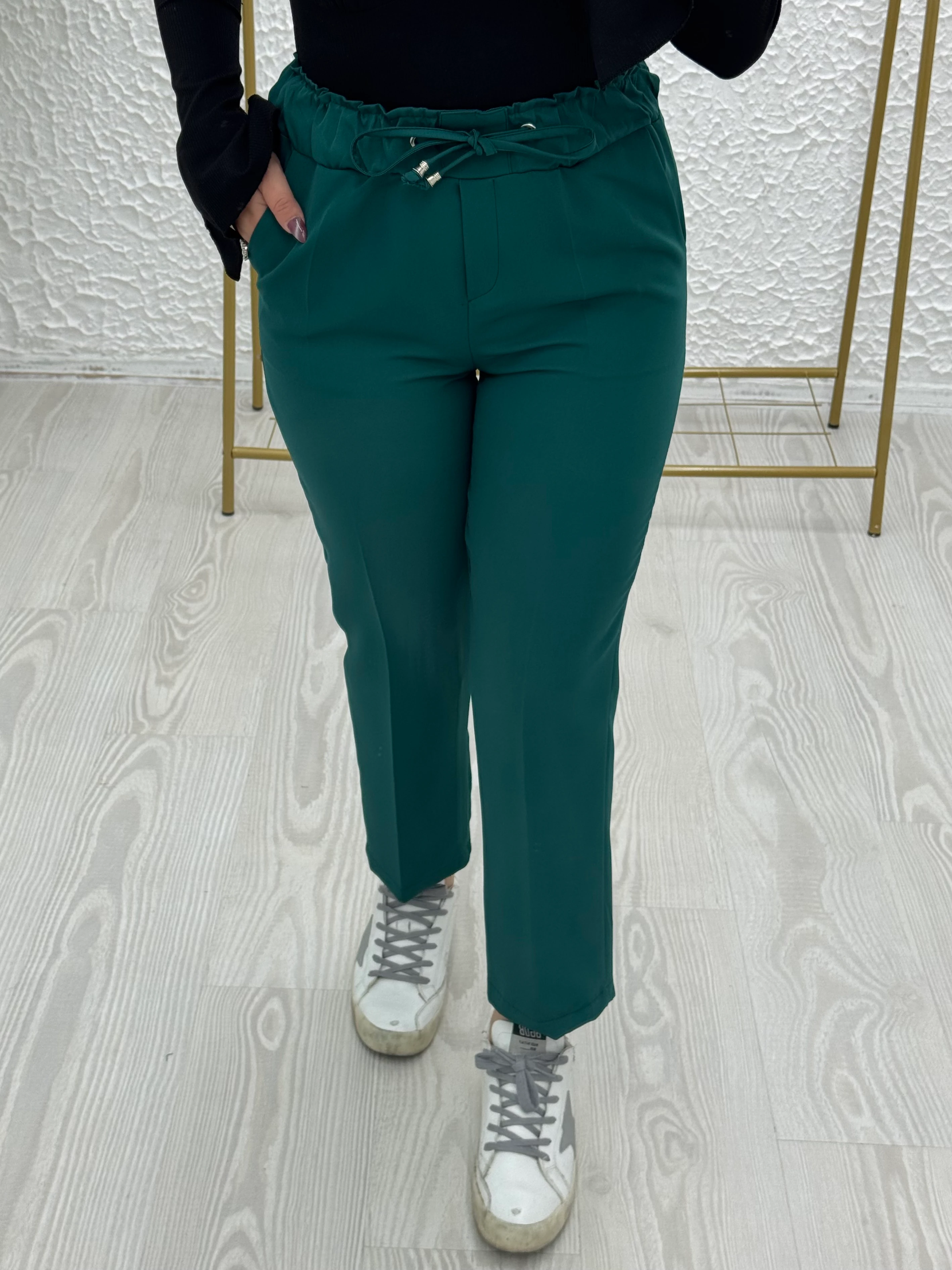 Double kumaş havuç pantolon  - yeşil