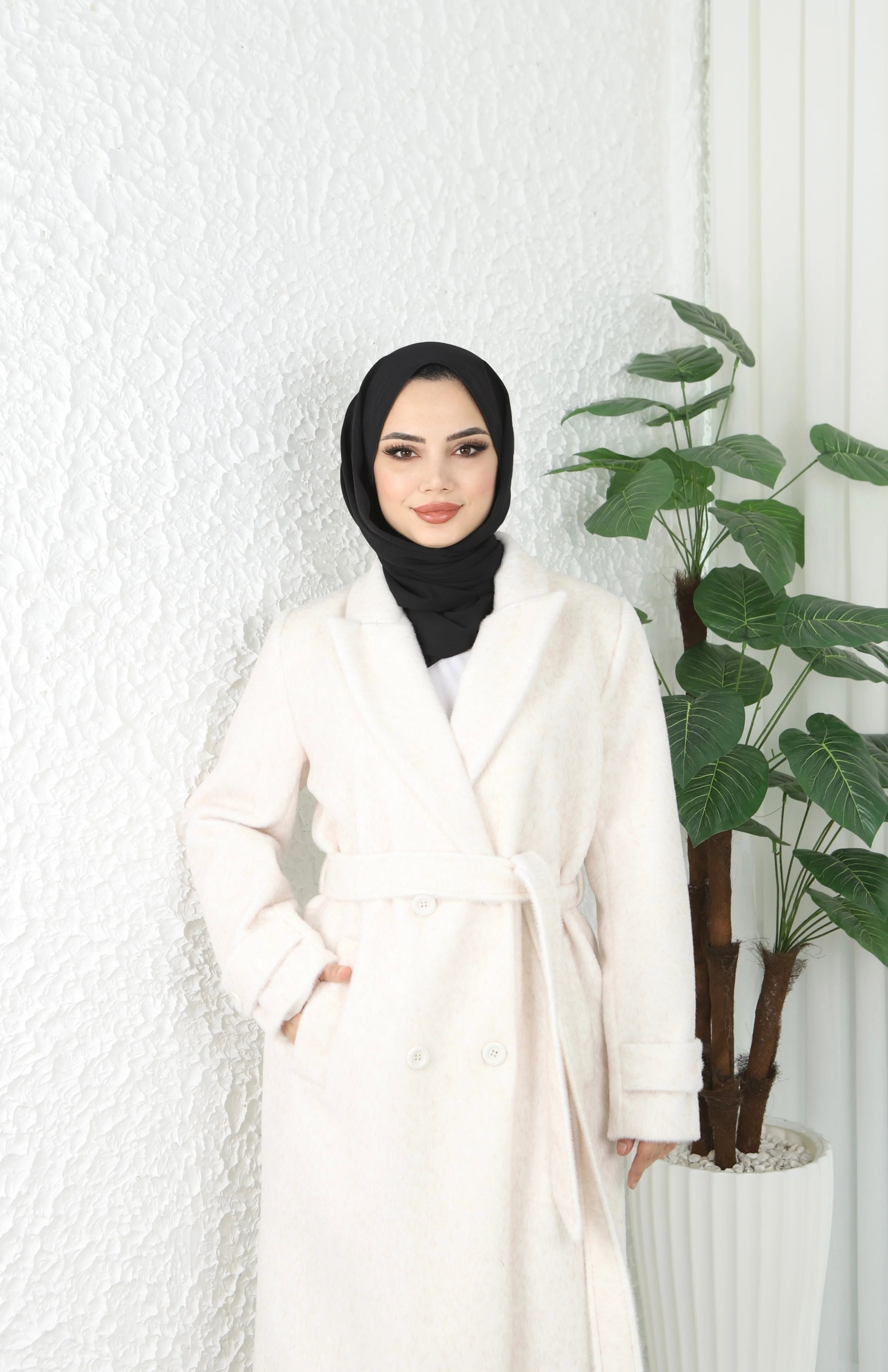 Kemerli Fox Kumaş Kaban 