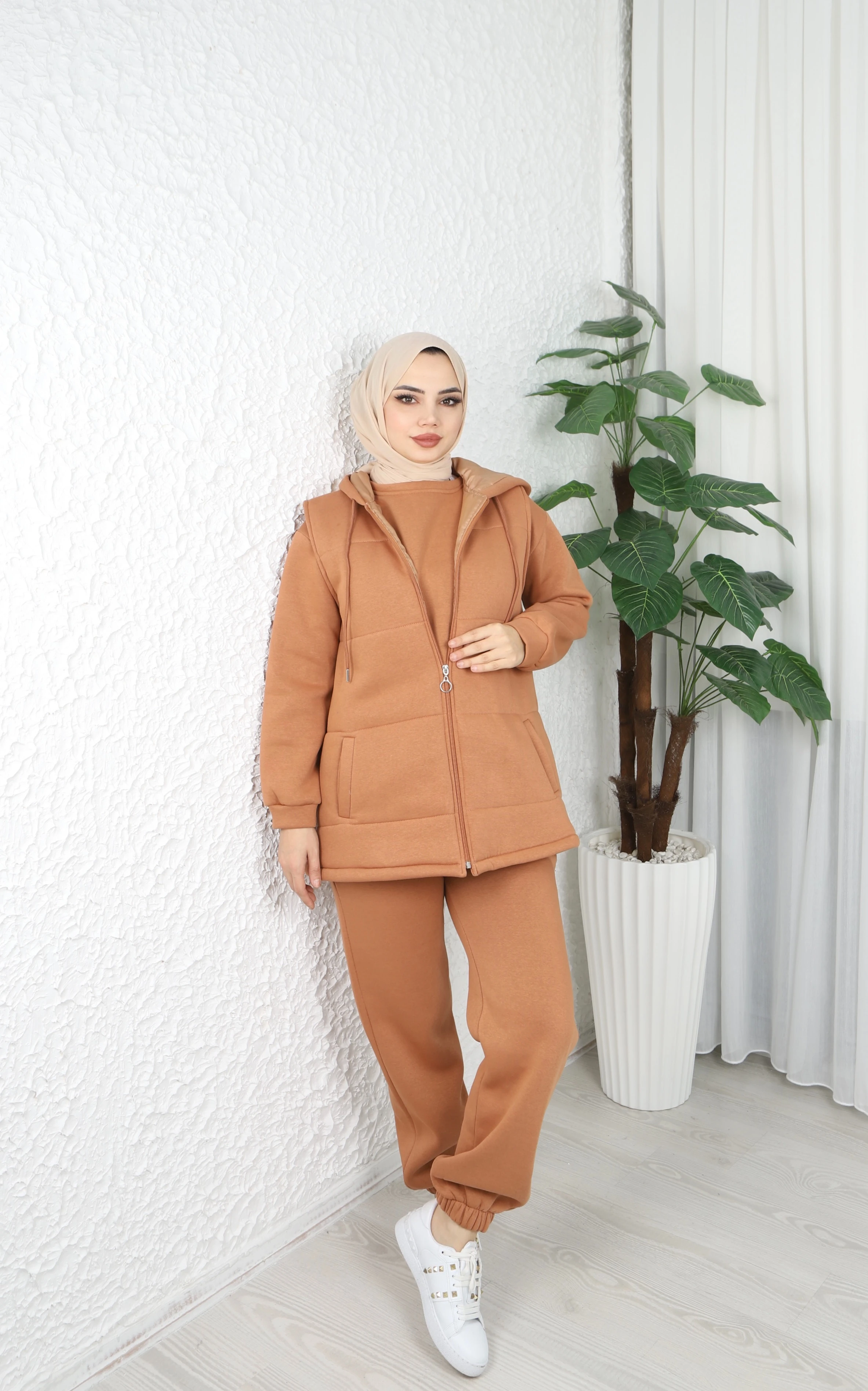 3 İplik Şardonlu 3'lü Takım  - Kamel