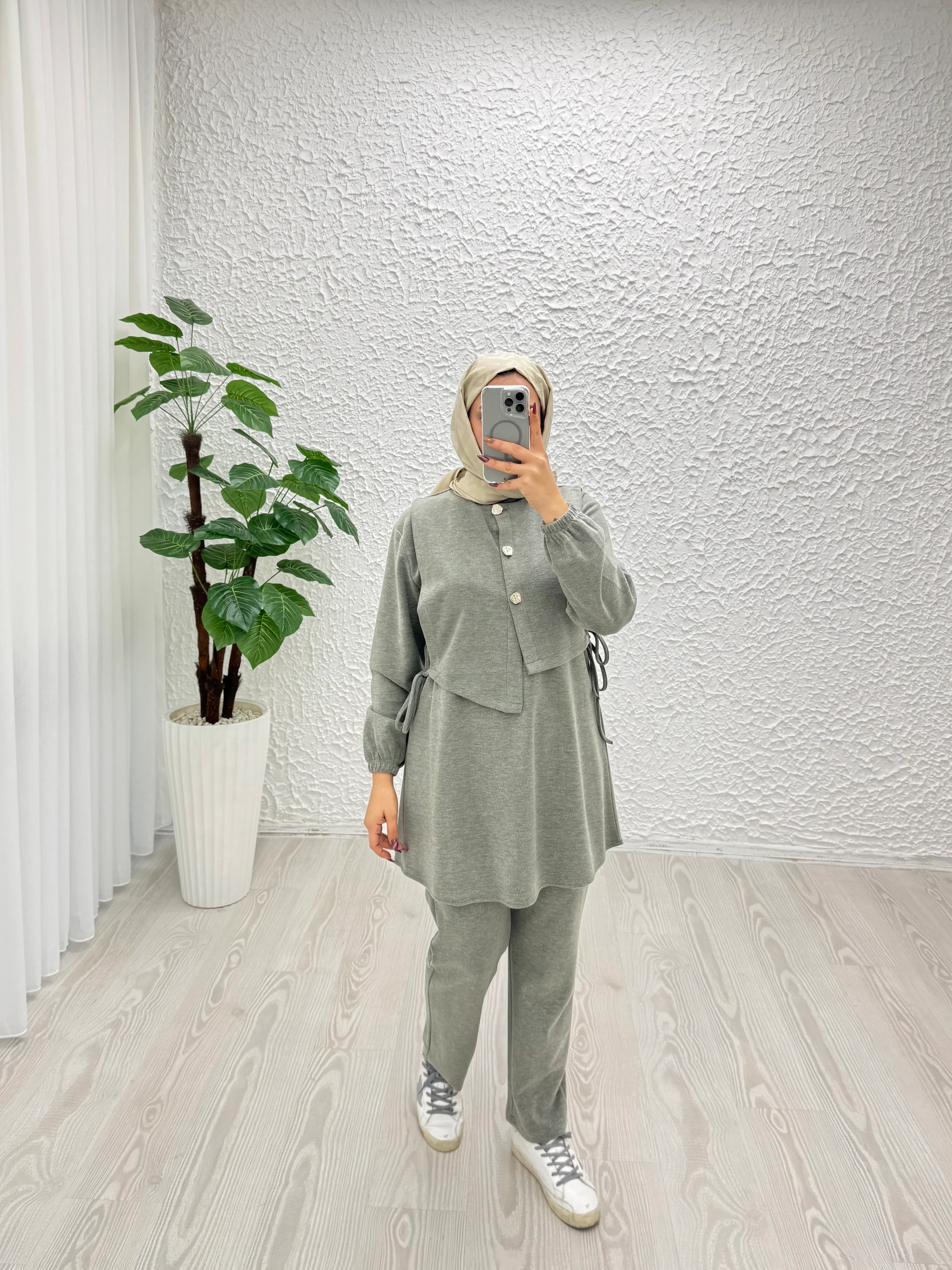 Rayonlu 3 lü  triko takım - su yeşili