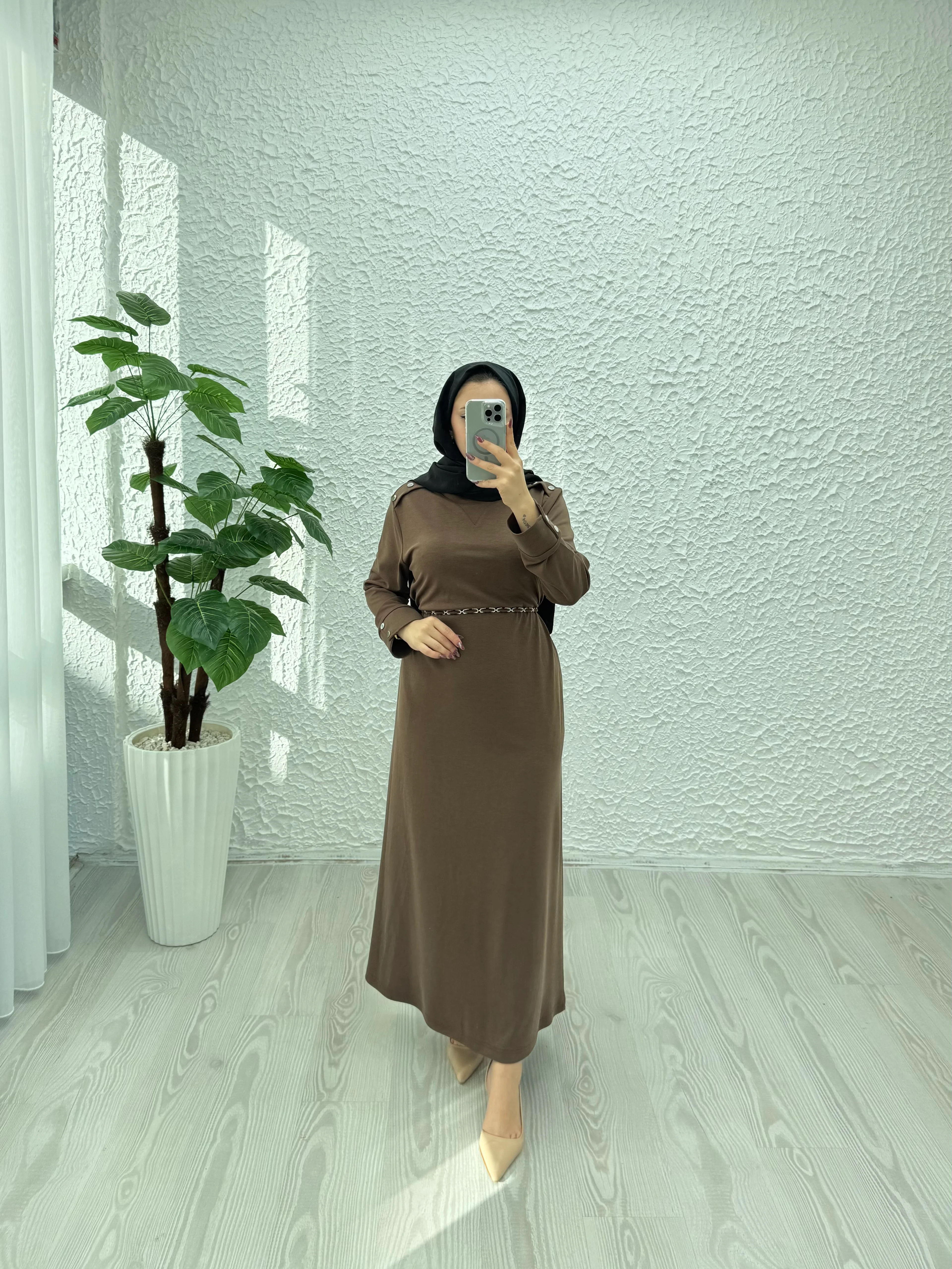 Pike elbise - Kahverengi