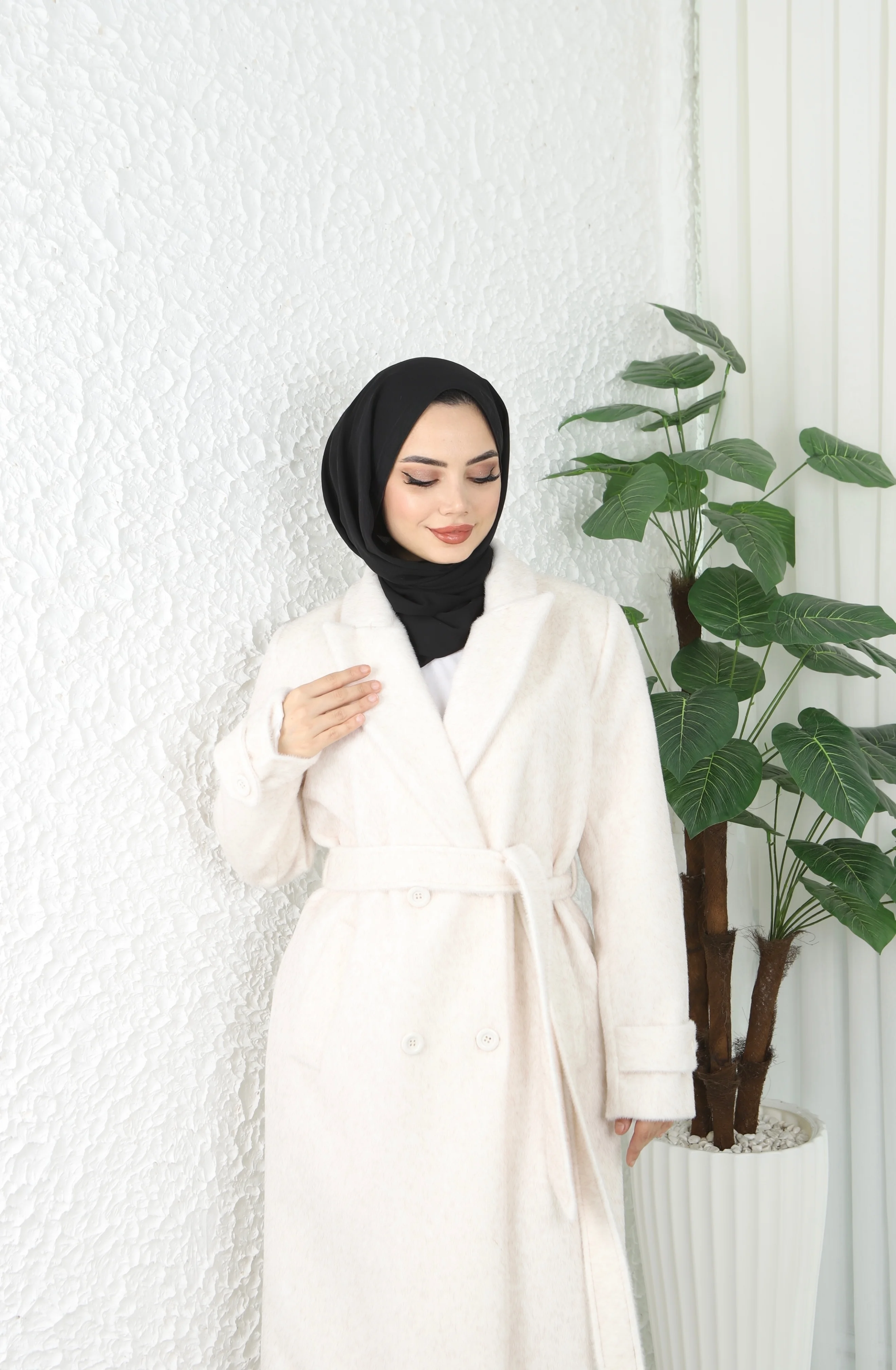 Kemerli Fox Kumaş Kaban 