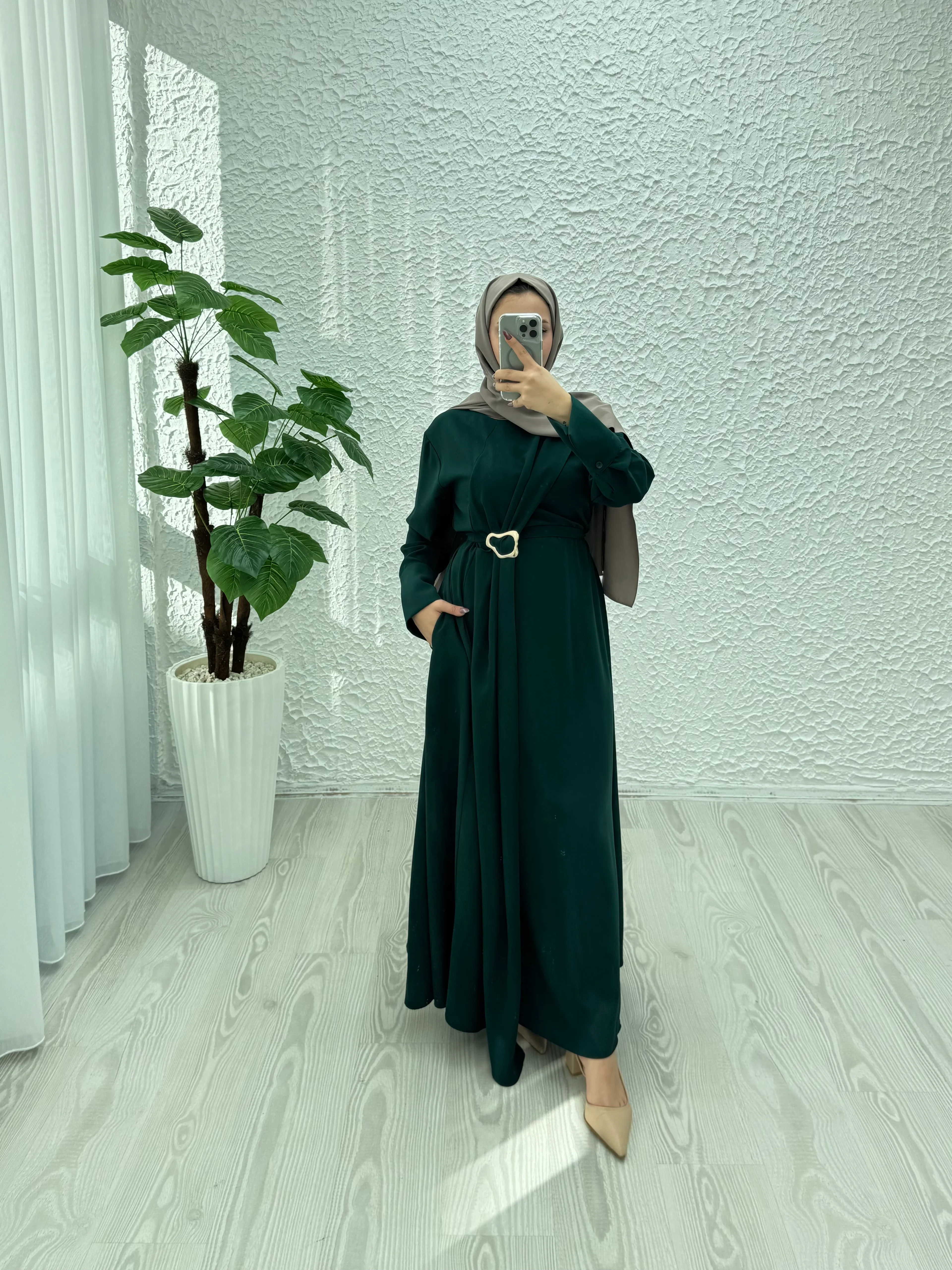 mariana krep elbise  - yeşil