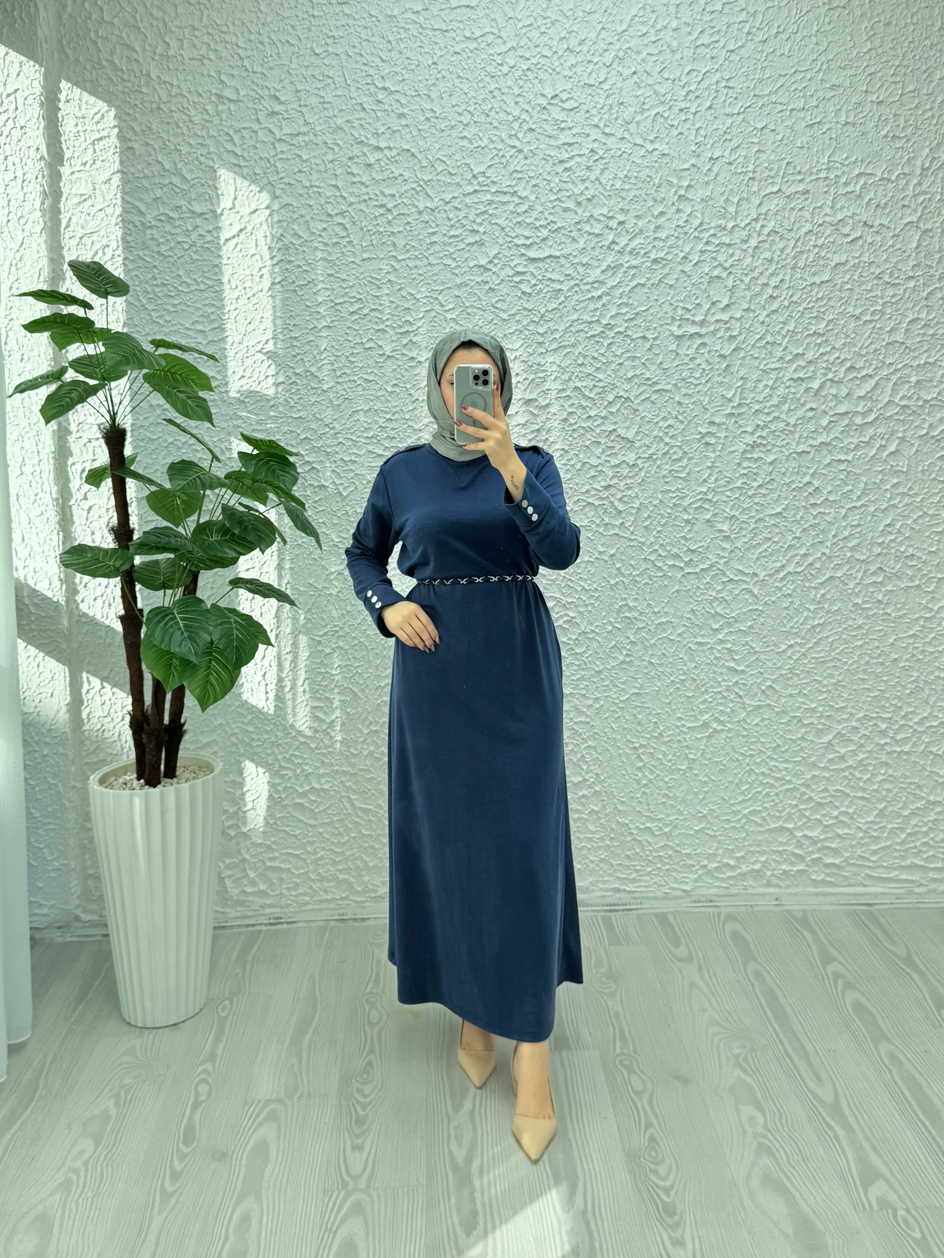 Pike elbise - Lacivert