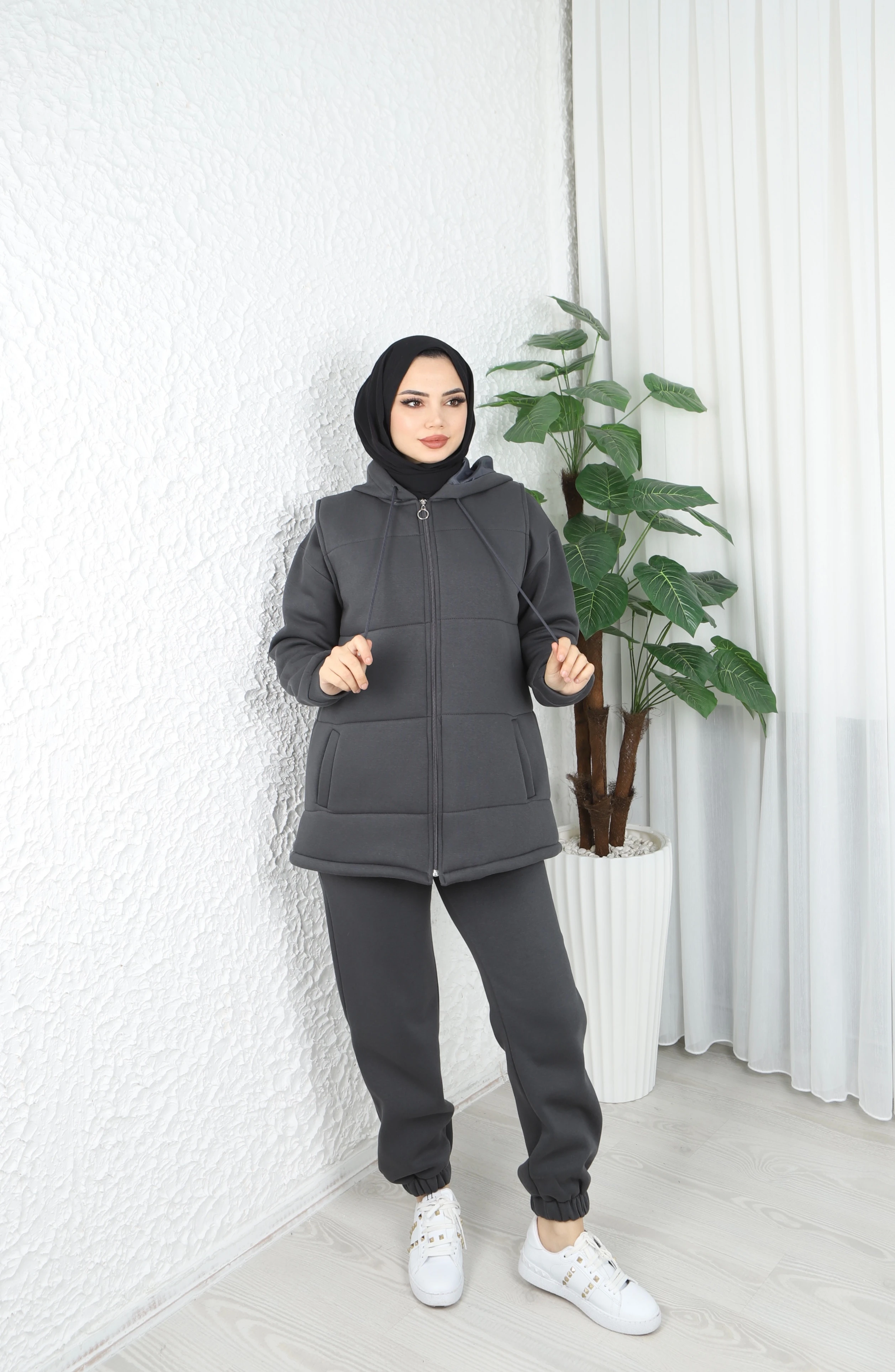 3 İplik Şardonlu 3'lü Takım  - Gri