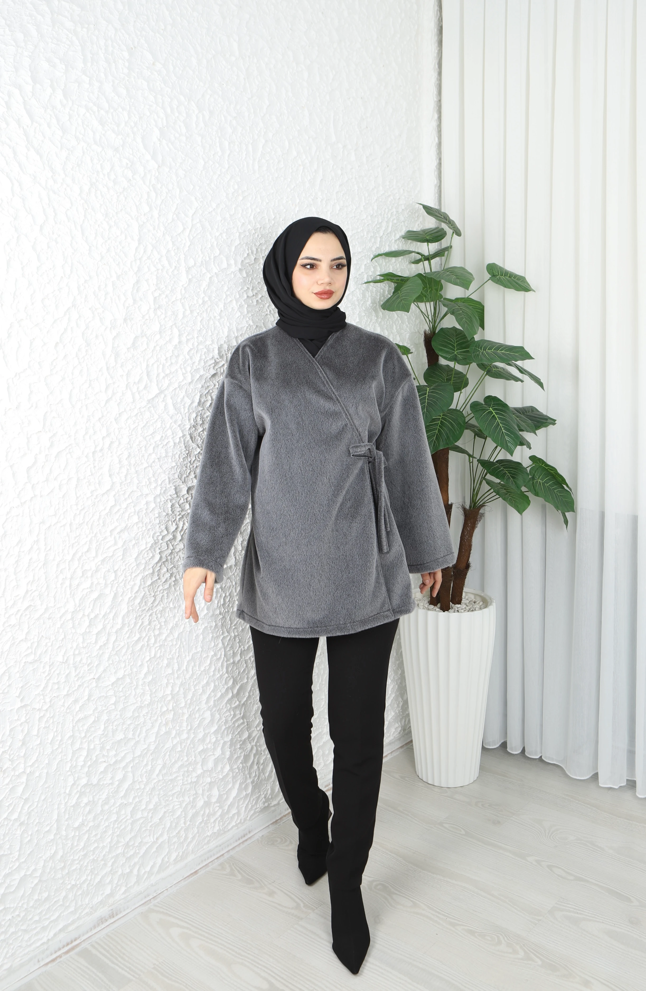 Yandan Bağlamalı Fox Kumaş Ceket 