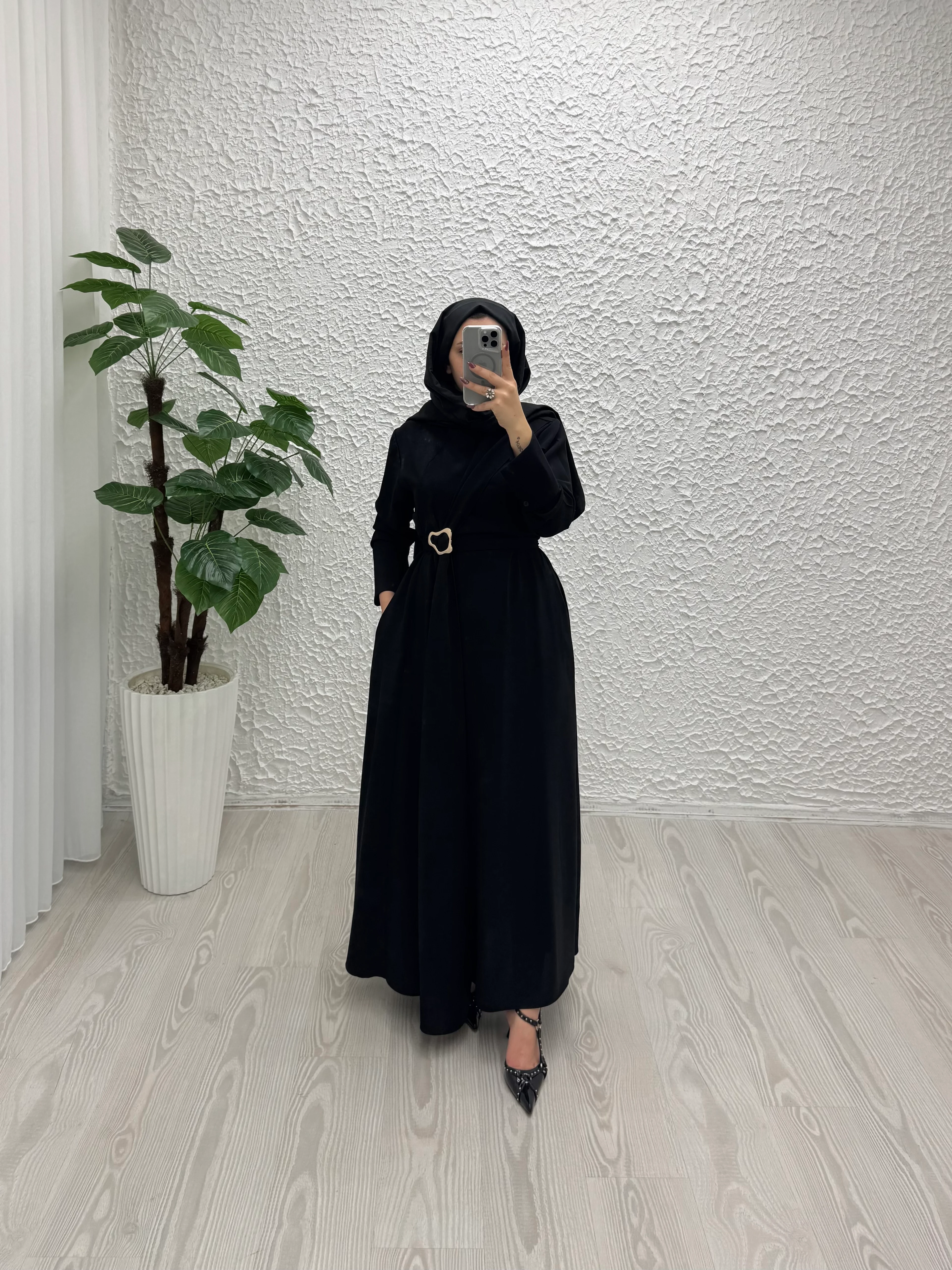 mariana krep elbise  - Siyah