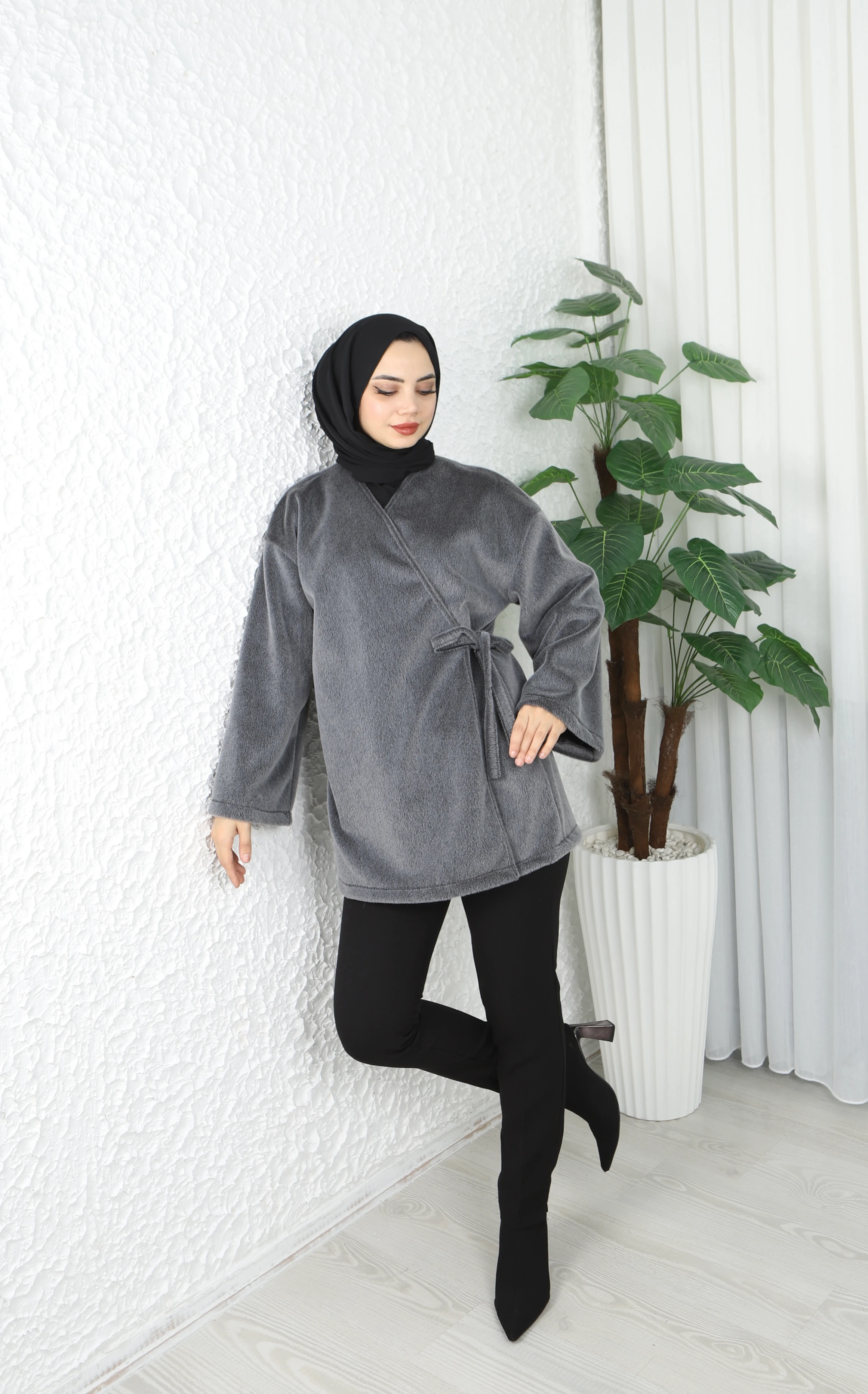 Yandan Bağlamalı Fox Kumaş Ceket 