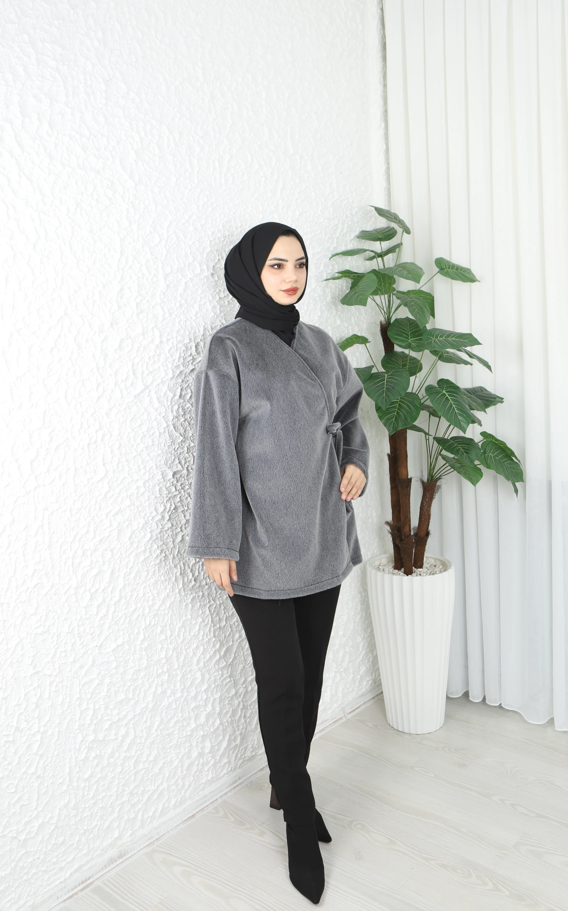 Yandan Bağlamalı Fox Kumaş Ceket 