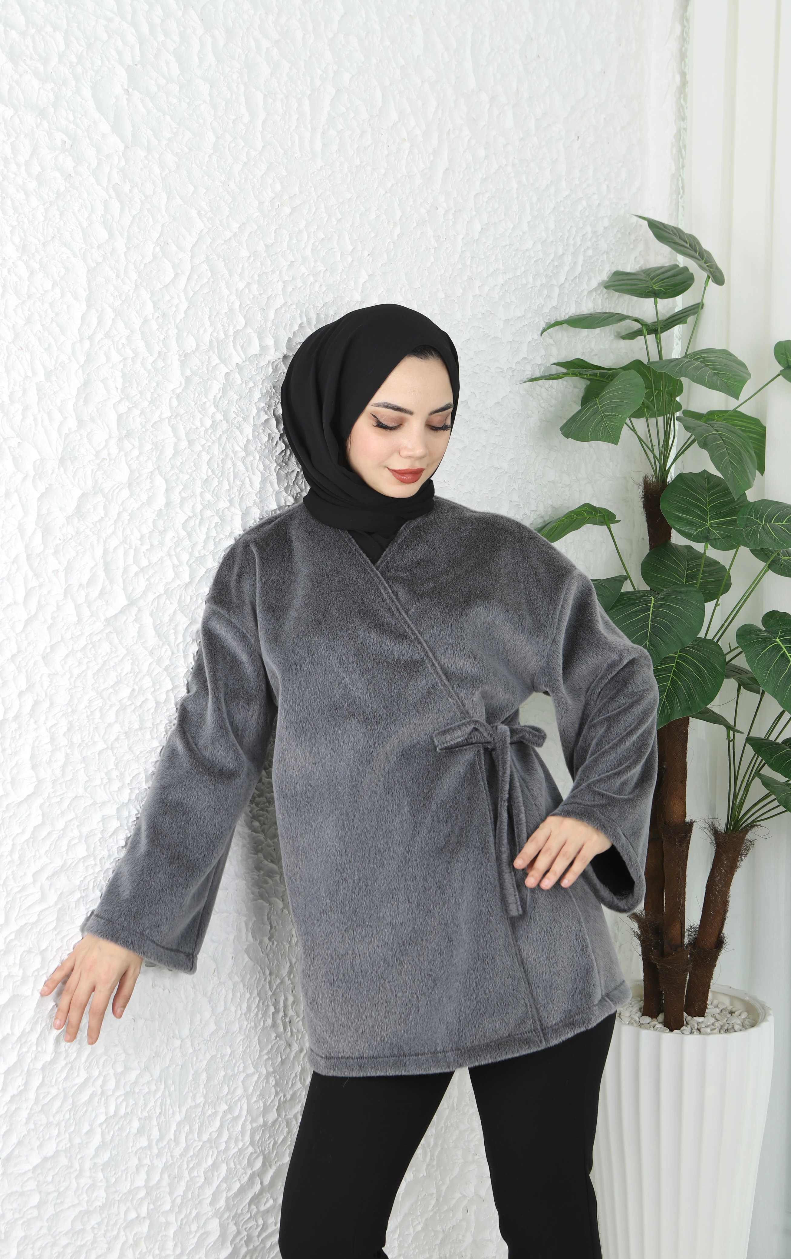 Yandan Bağlamalı Fox Kumaş Ceket 