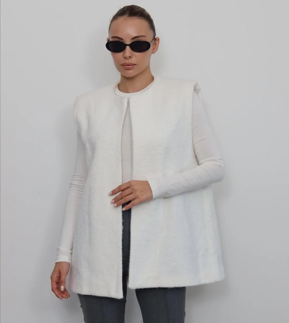 Bürümcük Ekru Astarlı Kaşe Yelek