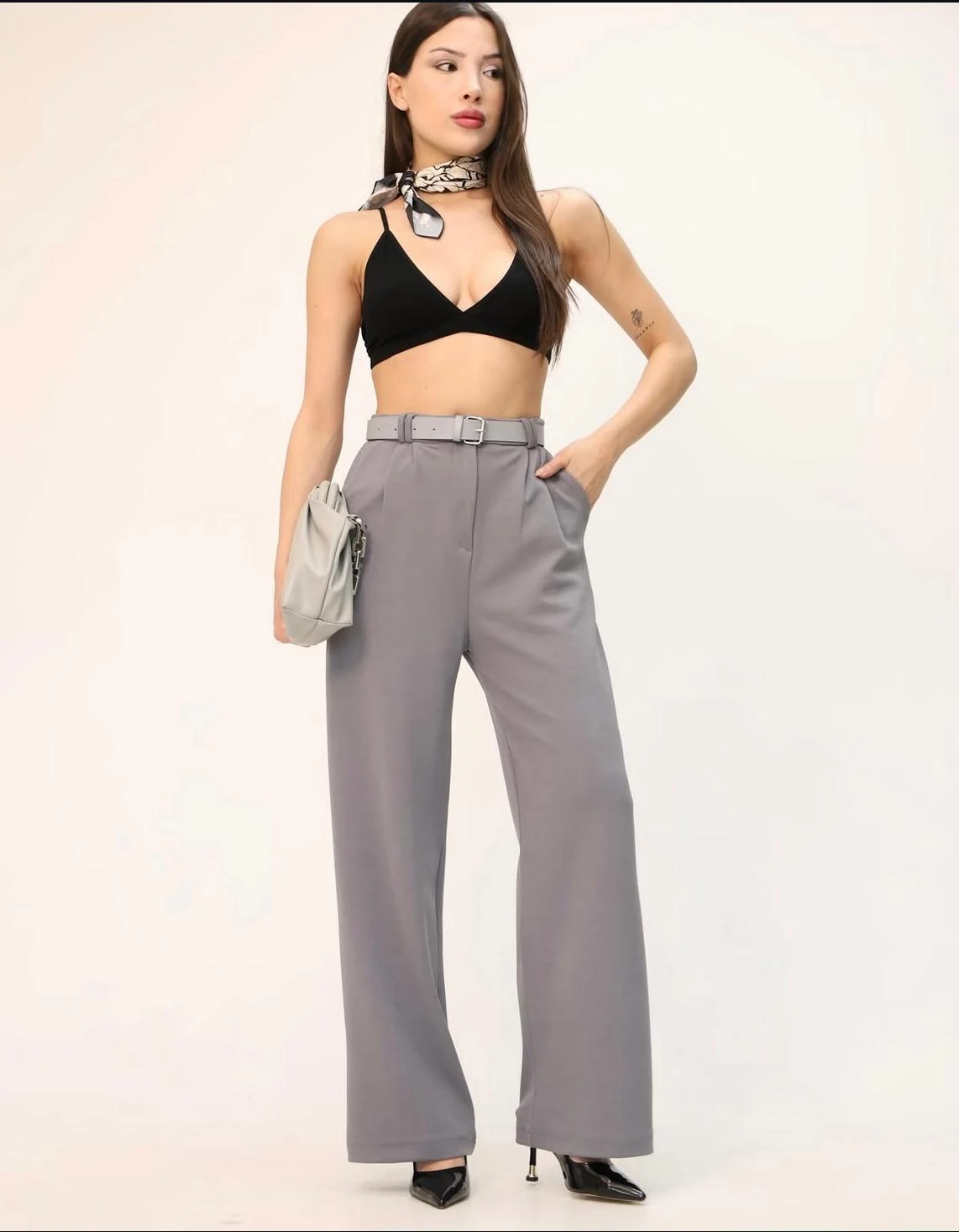 Gri Renk Vintage Pantolon