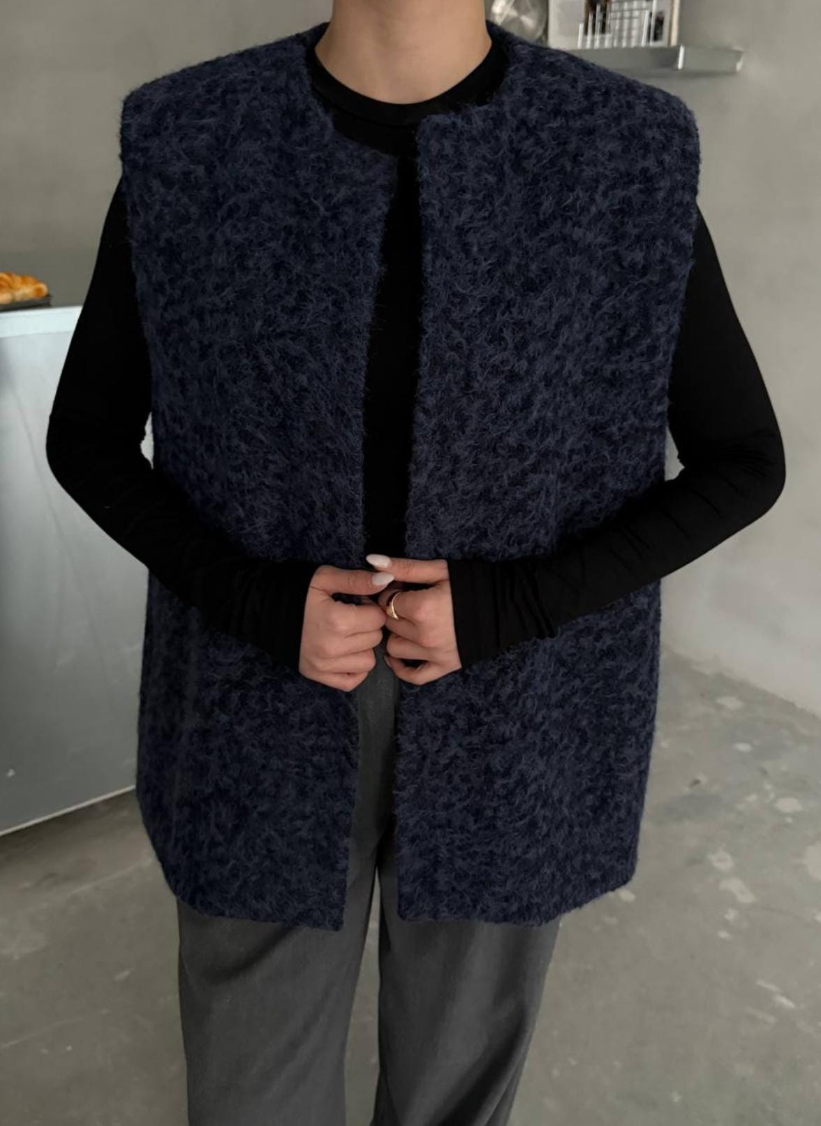 Bürümcük Larcivert Astarlı Kaşe Yelek 