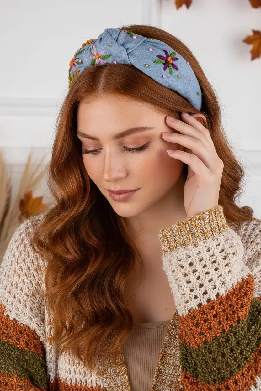 Mavi Bahçe – El İşlemeli Kot Düğüm Taç