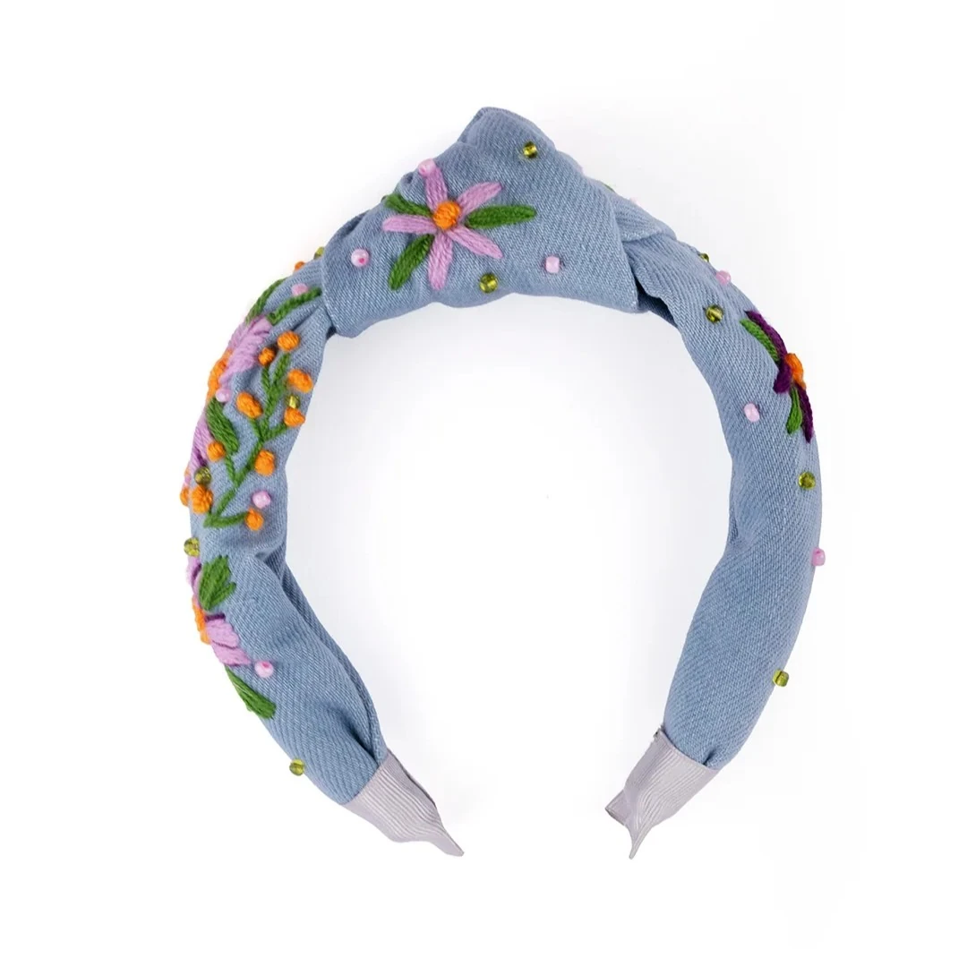 Mavi Bahçe – El İşlemeli Kot Düğüm Taç