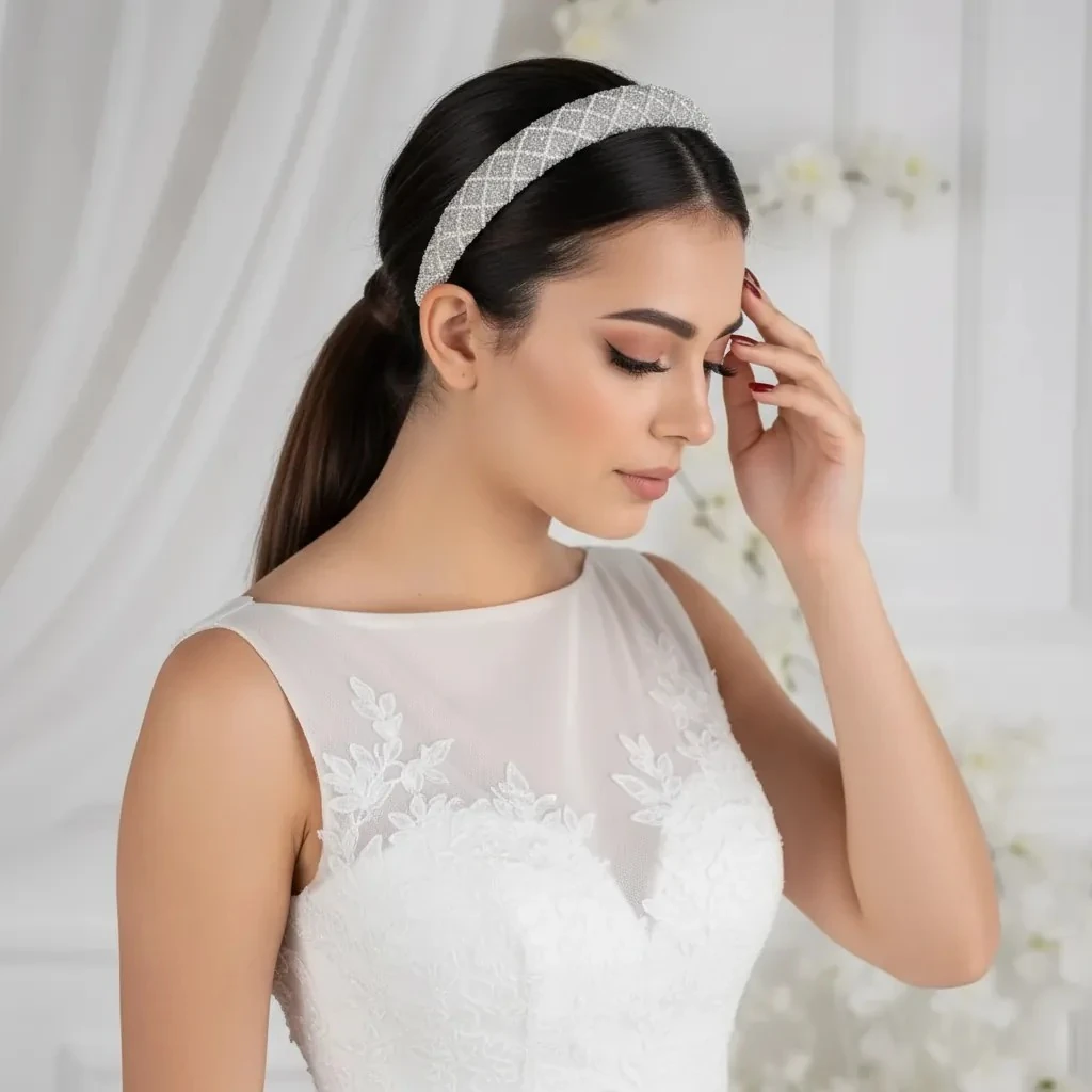 Almina İnci ve Taş Detaylı Taç