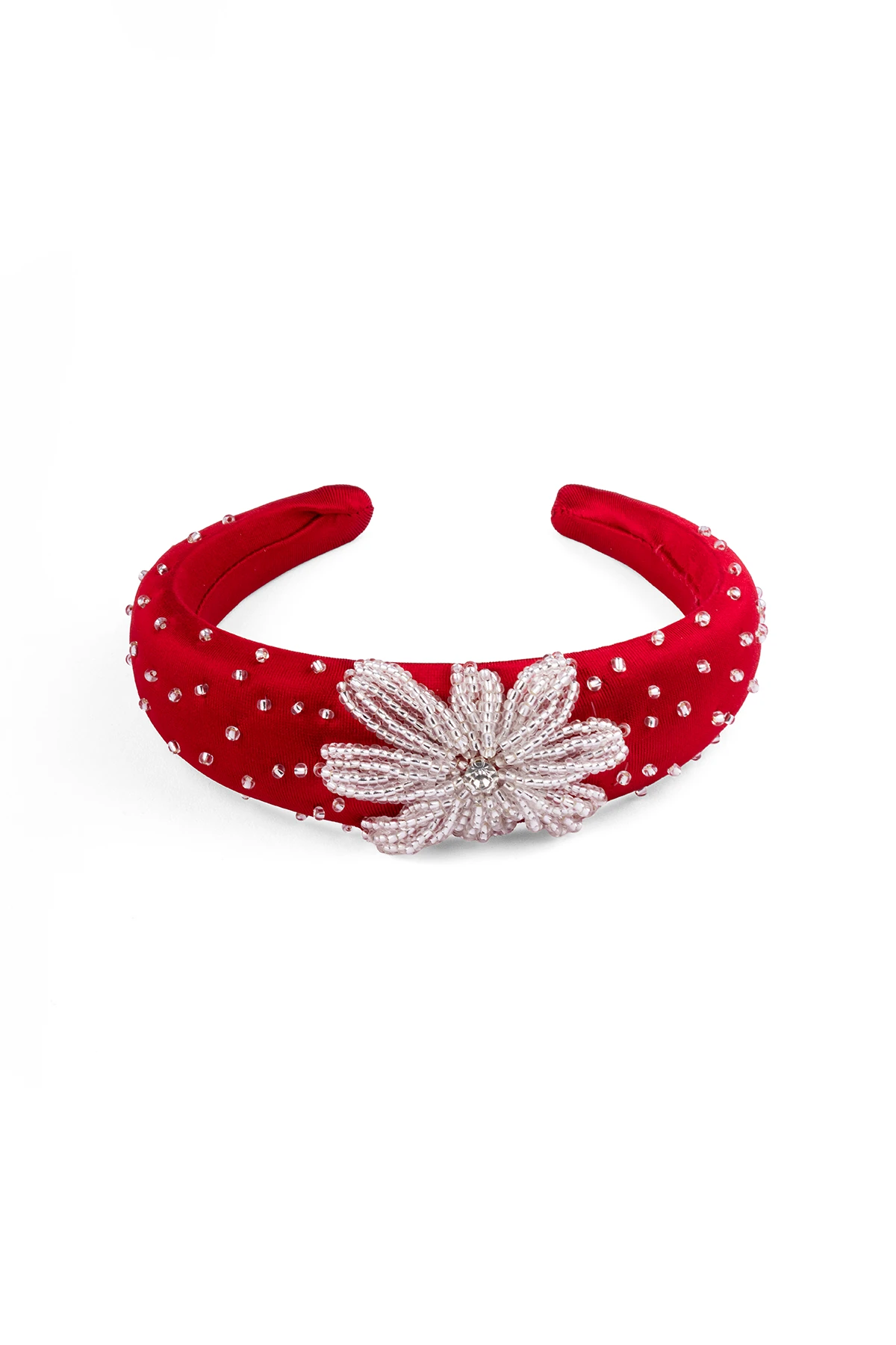 Kırmızı Zerafet – Taş İşlemeli Kadife Taç
