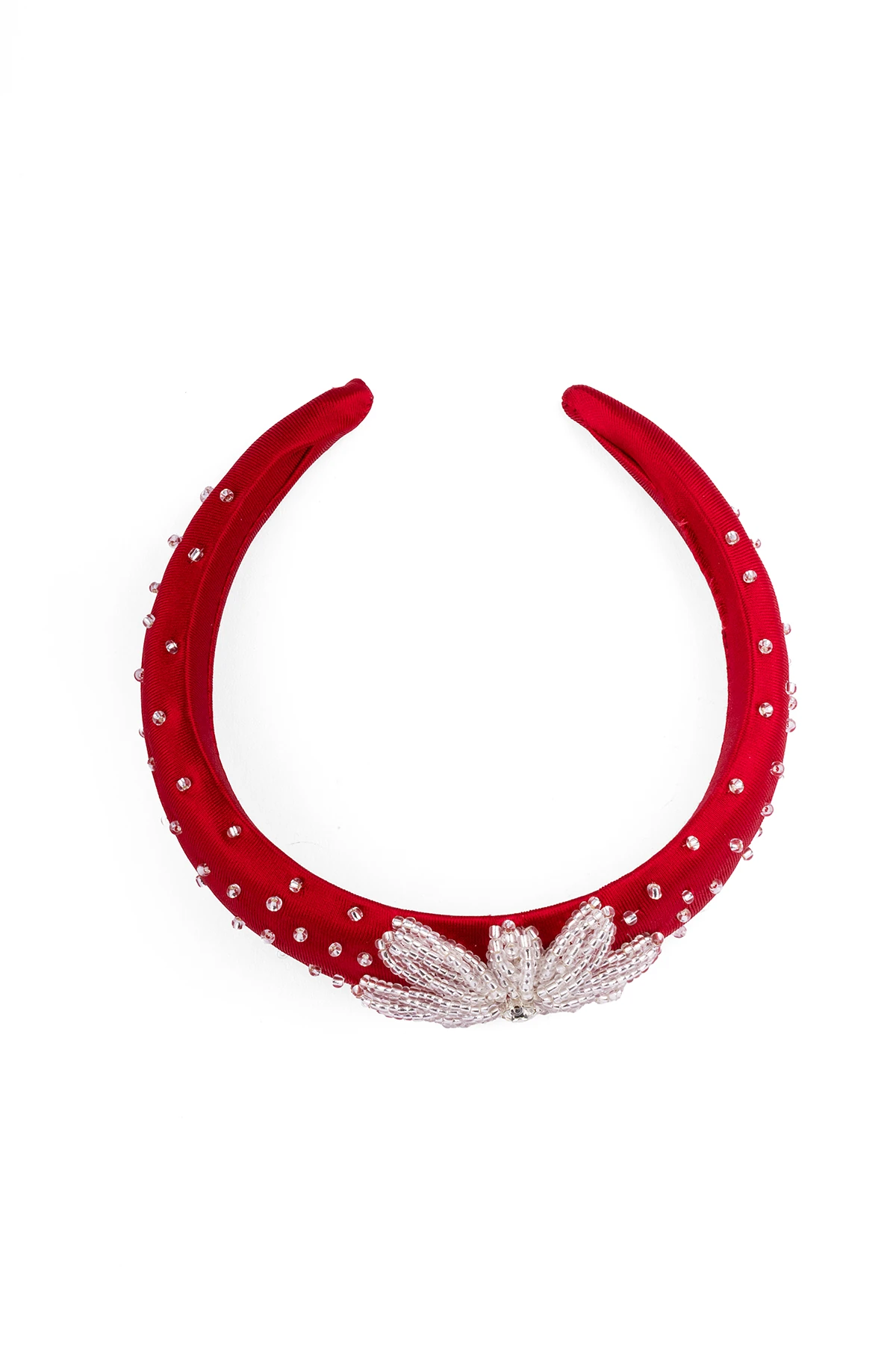 Kırmızı Zerafet – Taş İşlemeli Kadife Taç