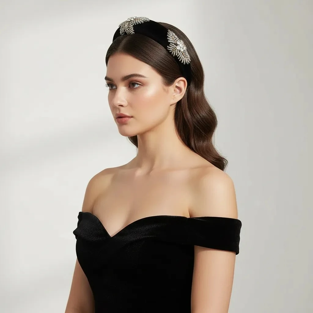 Ayışığı Dokunuşu – El İşleme Özel Tasarım Bombeli Kadife Taç