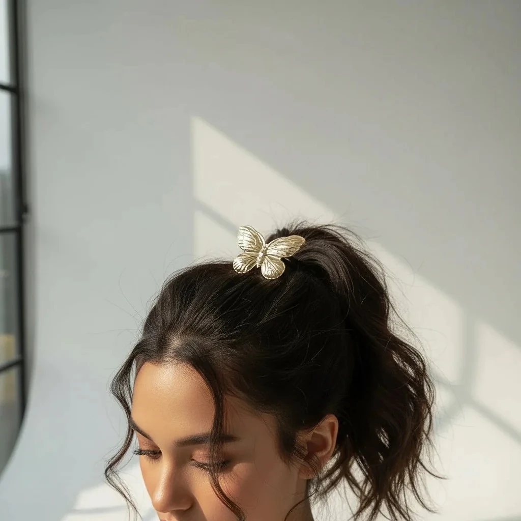 Altın Kanat – Kelebek Figürlü Metal Detaylı Lastik Toka