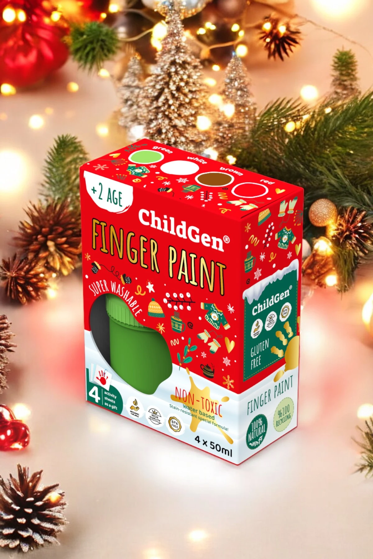 ChildGen Parmak Boya Yeni Yıl 4'lü Mini Set - (50 ml x 4)