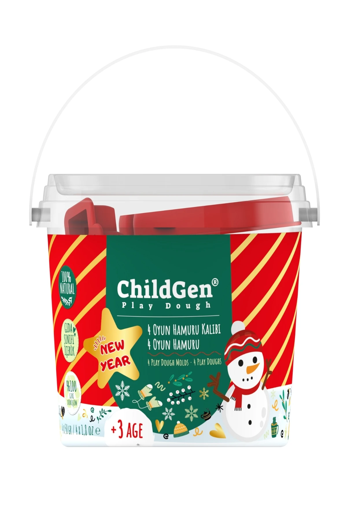 ChildGen Doğal Oyun Hamuru Kovalı Minipack Yeni Yıl Seti