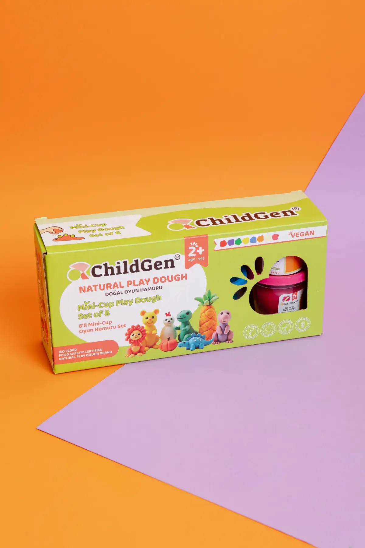 ChildGen Doğal Oyun Hamuru - Mini-Cup- 8'li Set (8x65gr)