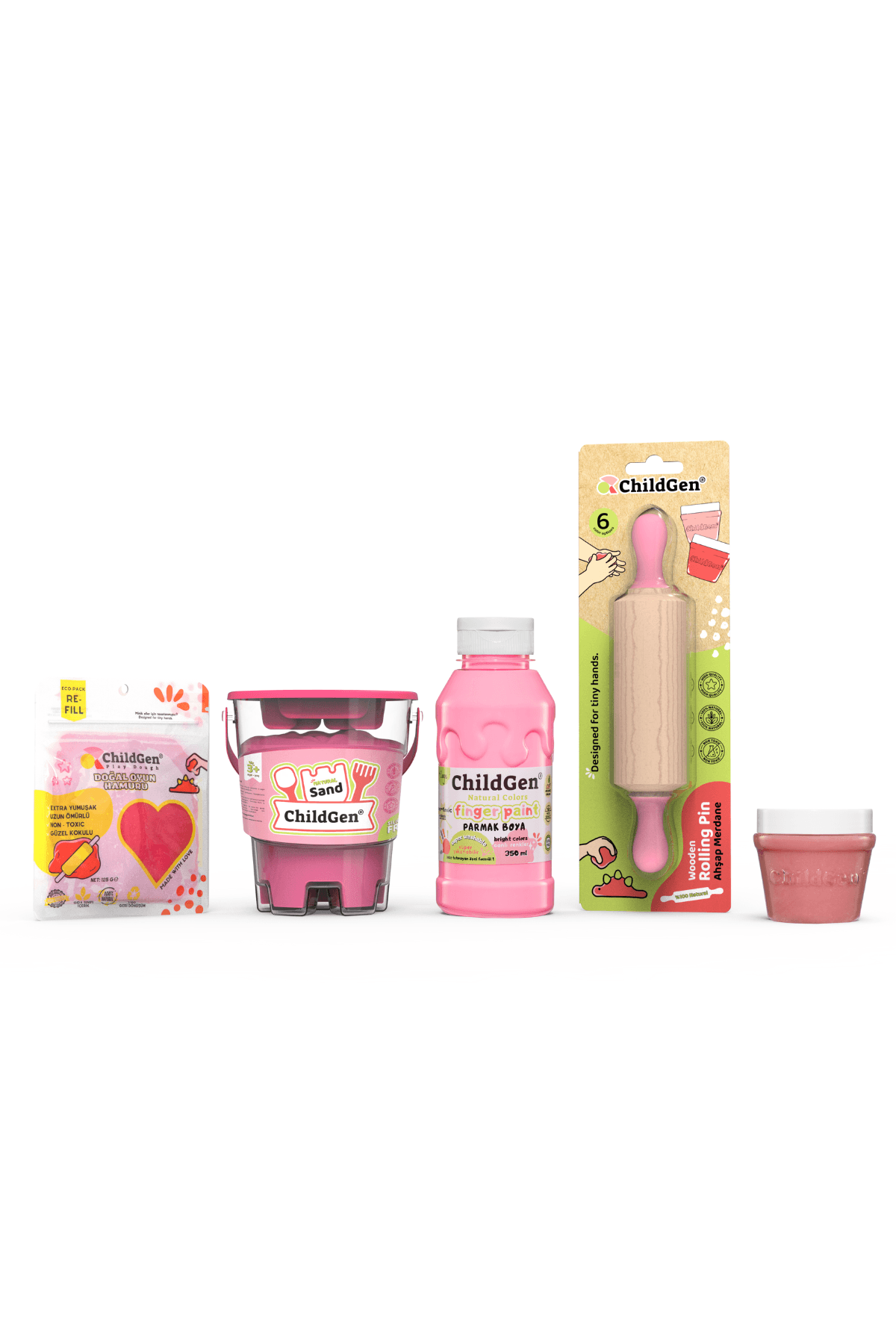 Doğal Hamur-kum-boya Renk Seti - Pembe