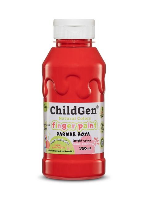 ChildGen - Süper Yıkanabilir Parmak Boya 350 ml şişe - Kırmızı