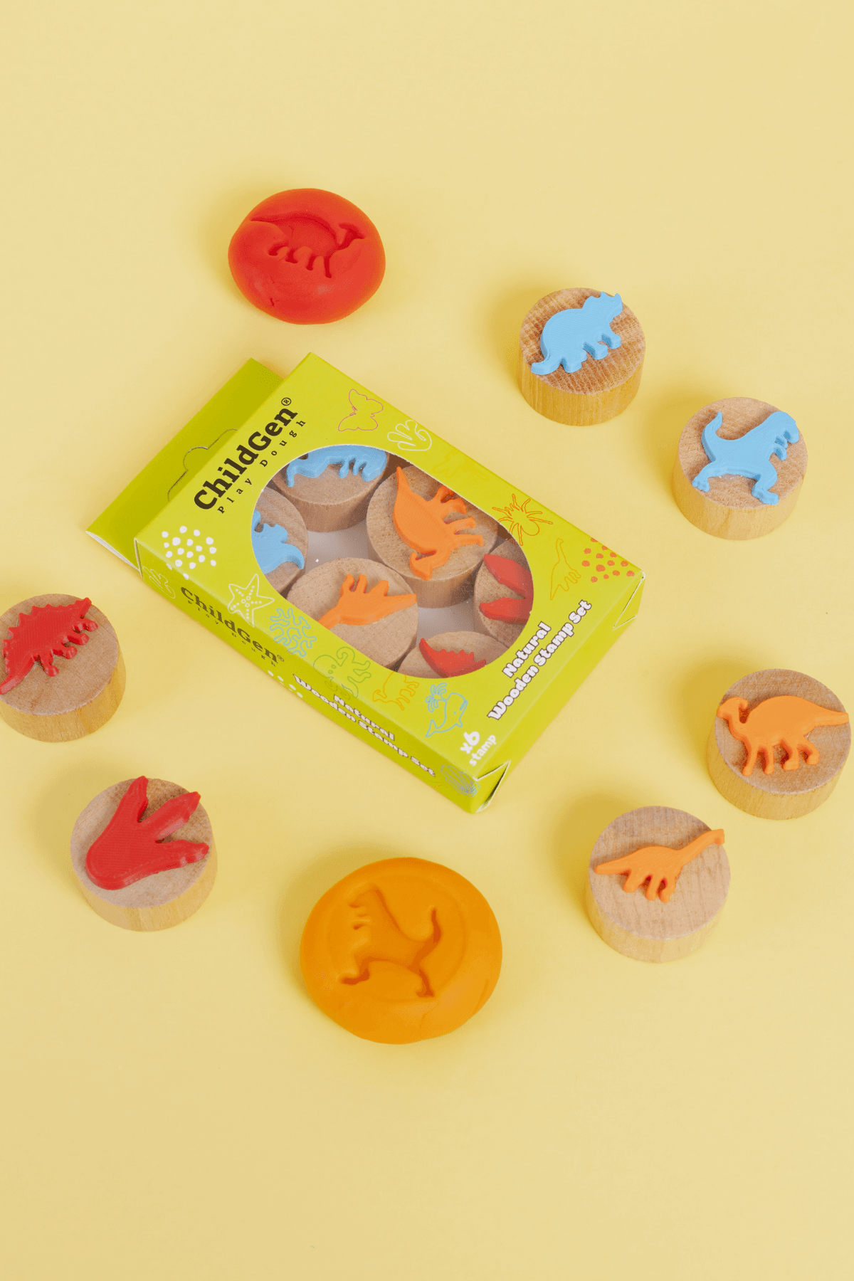 ChildGen Ahşap Damga Set 6lı - Dinozorlar