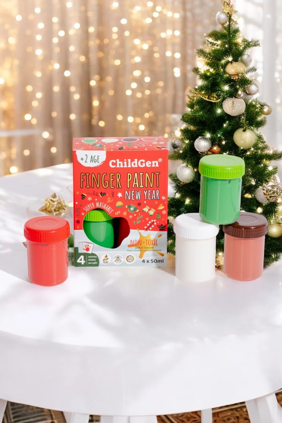 ChildGen Parmak Boya Yeni Yıl 4'lü Mini Set - (50 ml x 4)