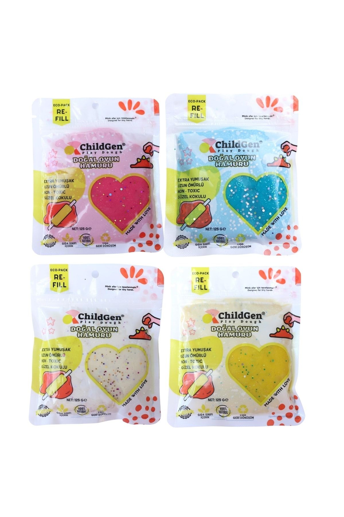 ChildGen Oyun Hamuru Refill Glitter Set 4x125 Gr